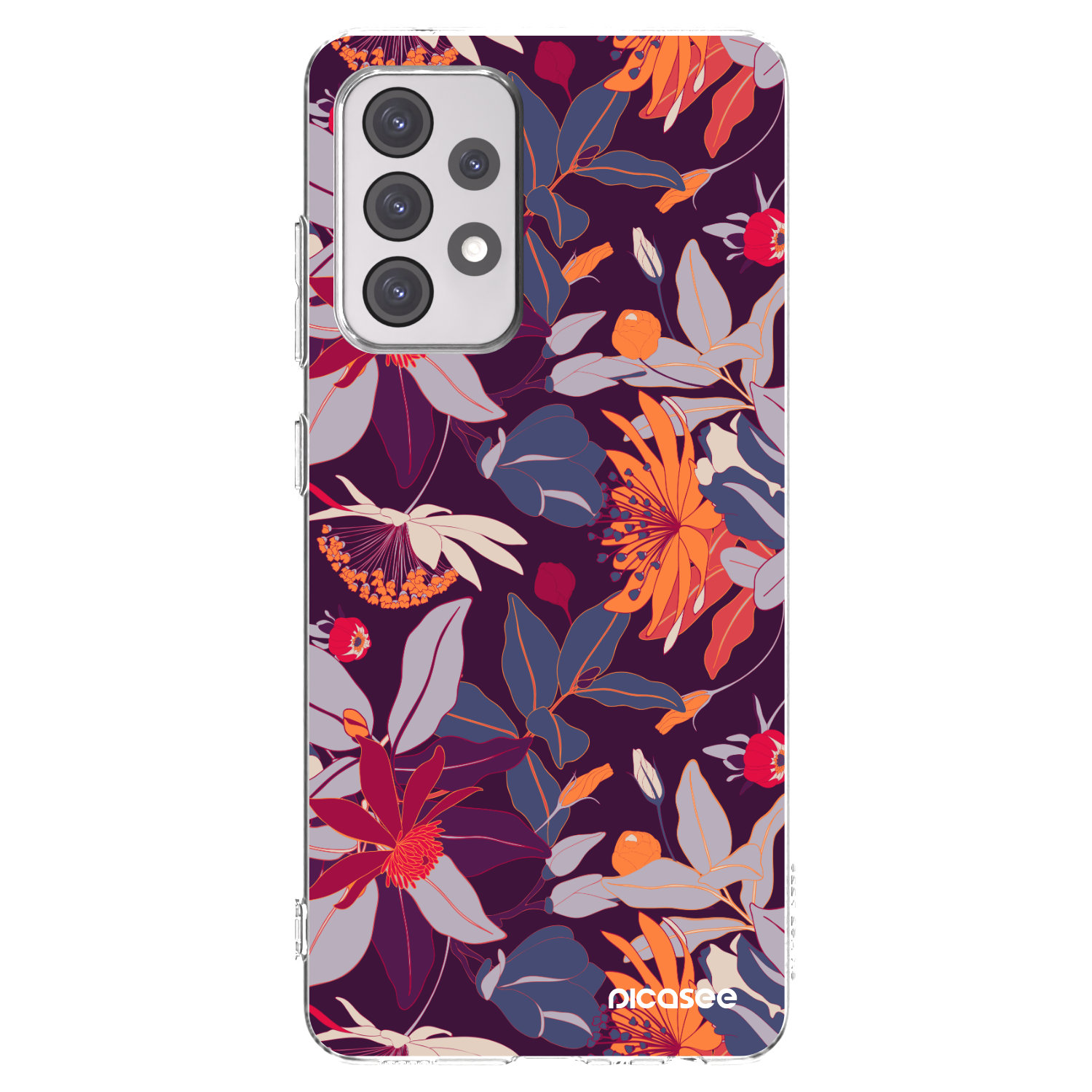 Picasee silikónový prehľadný obal pre Samsung Galaxy A52s 5G A528B - Purple Leaf
