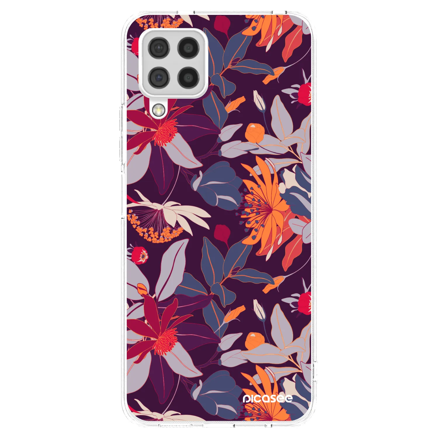 Picasee silikónový prehľadný obal pre Samsung Galaxy A22 A225F 4G - Purple Leaf