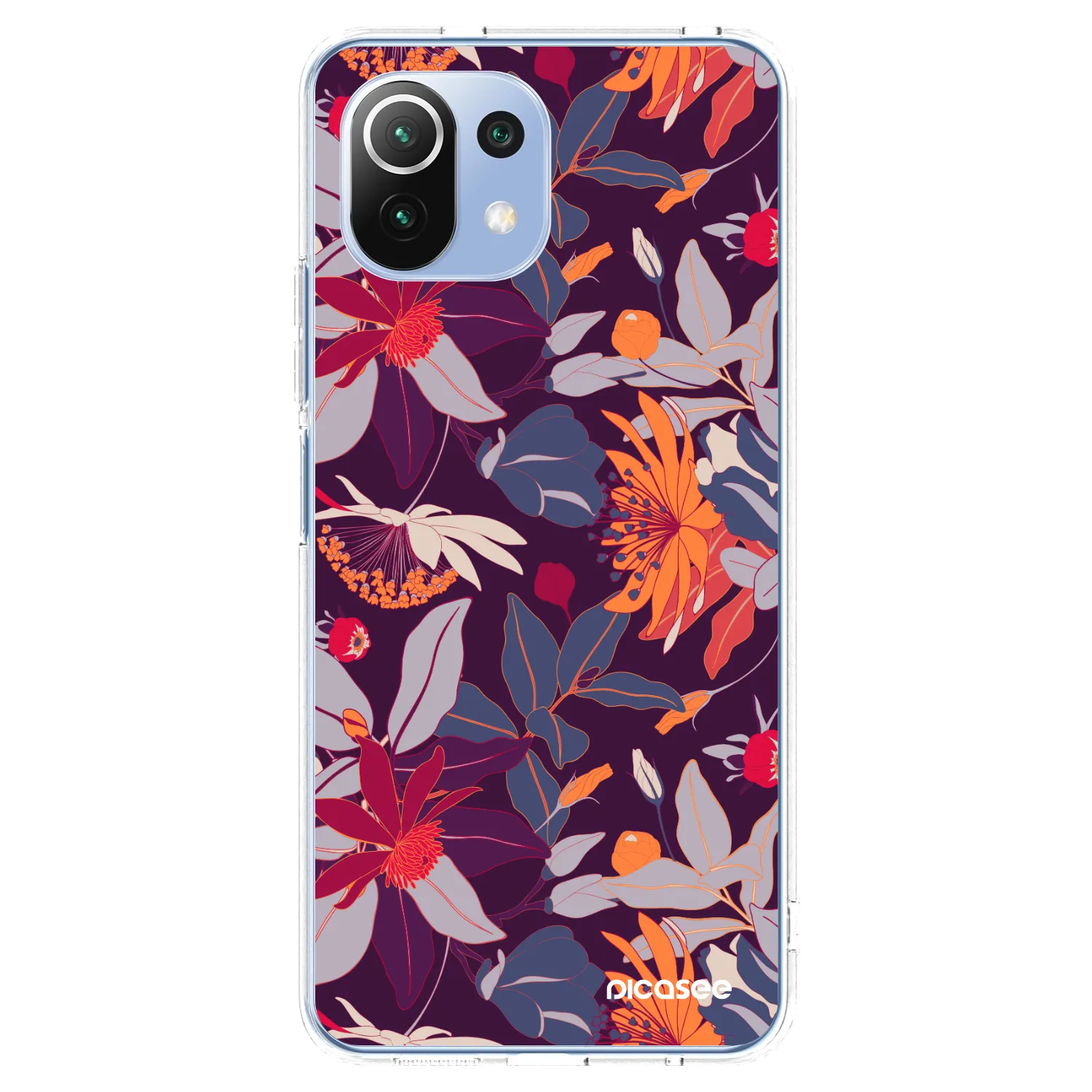 Picasee silikónový prehľadný obal pre Xiaomi 11 Lite 5G NE - Purple Leaf