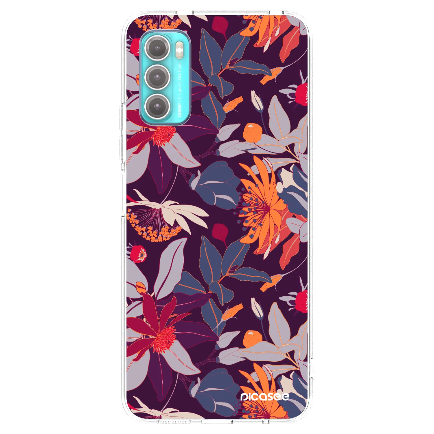 Picasee silikónový prehľadný obal pre Motorola Moto G60 - Purple Leaf
