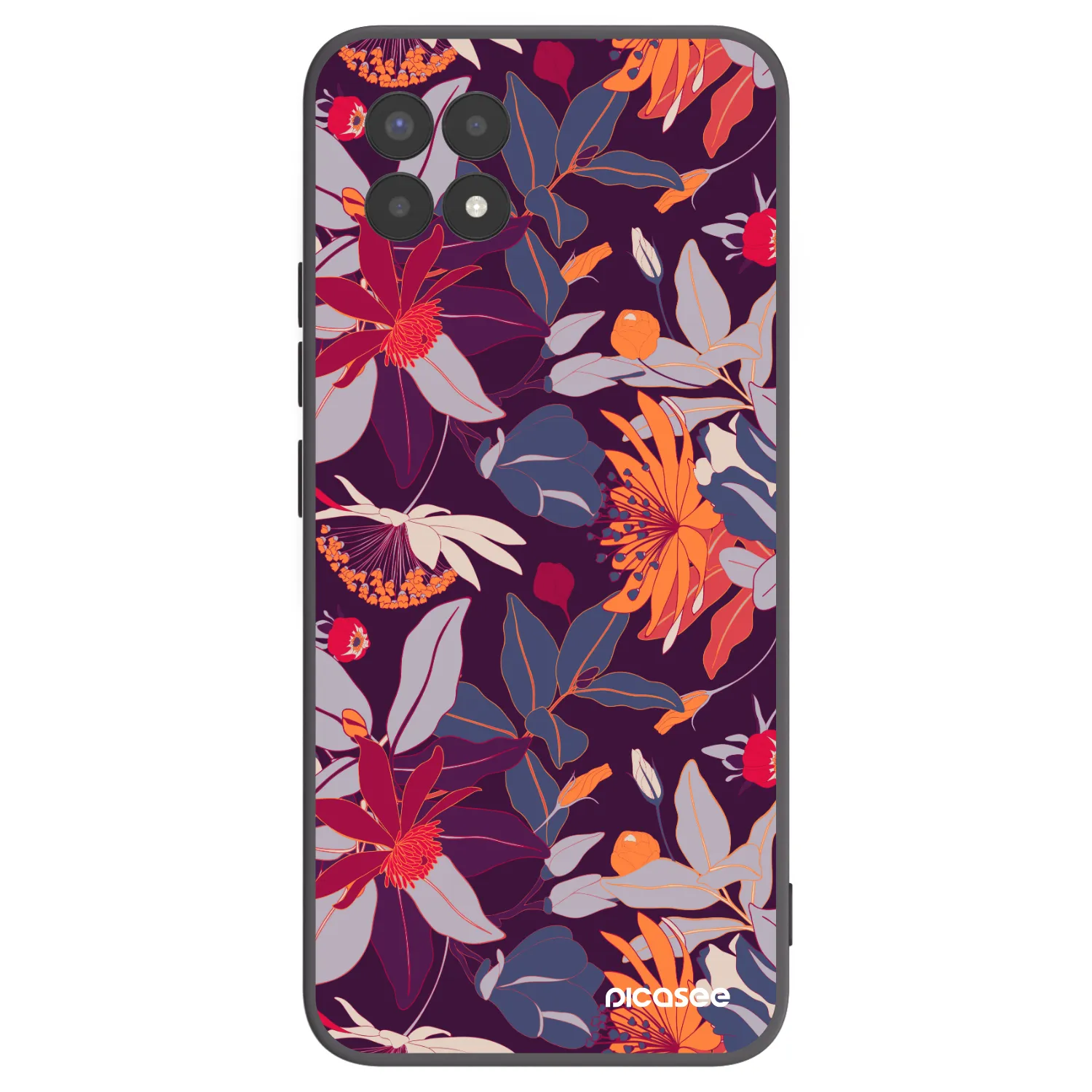 Picasee silikónový čierny obal pre Realme 8i - Purple Leaf
