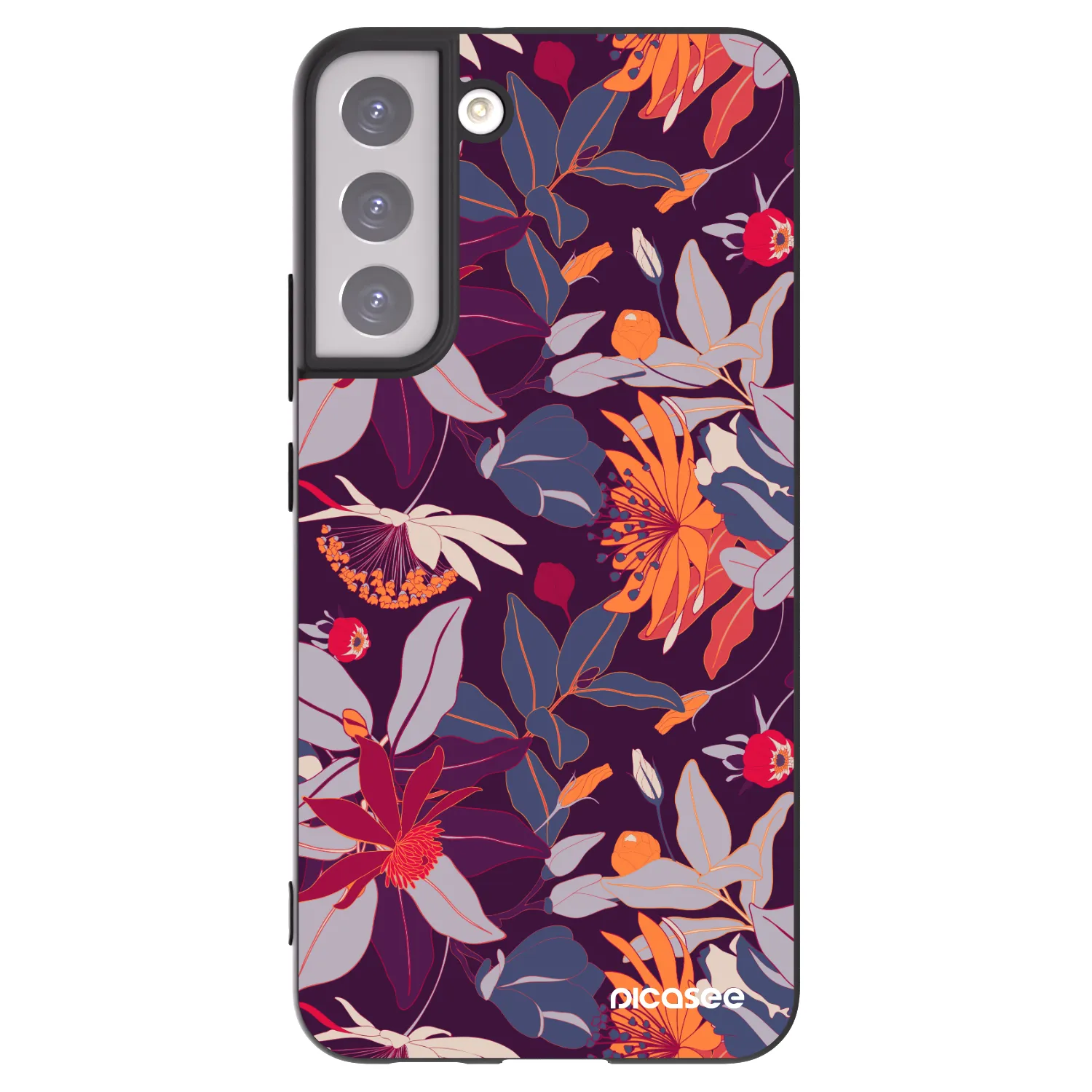 Picasee silikónový čierny obal pre Samsung Galaxy S22+ 5G - Purple Leaf