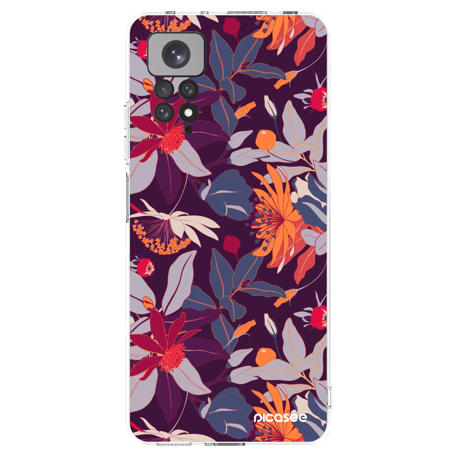 Picasee silikónový prehľadný obal pre Xiaomi Redmi Note 11 - Purple Leaf