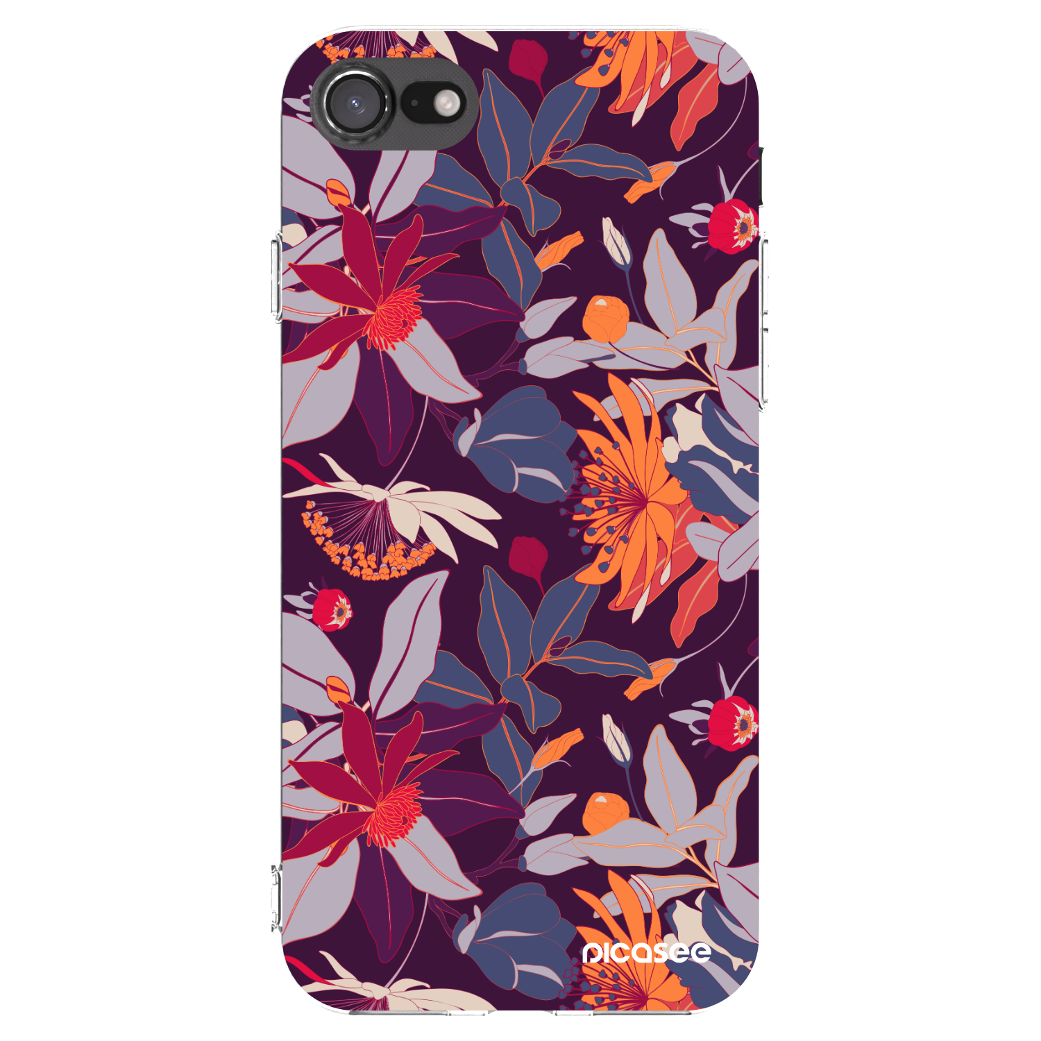 Picasee silikónový prehľadný obal pre Apple iPhone SE 2022 - Purple Leaf