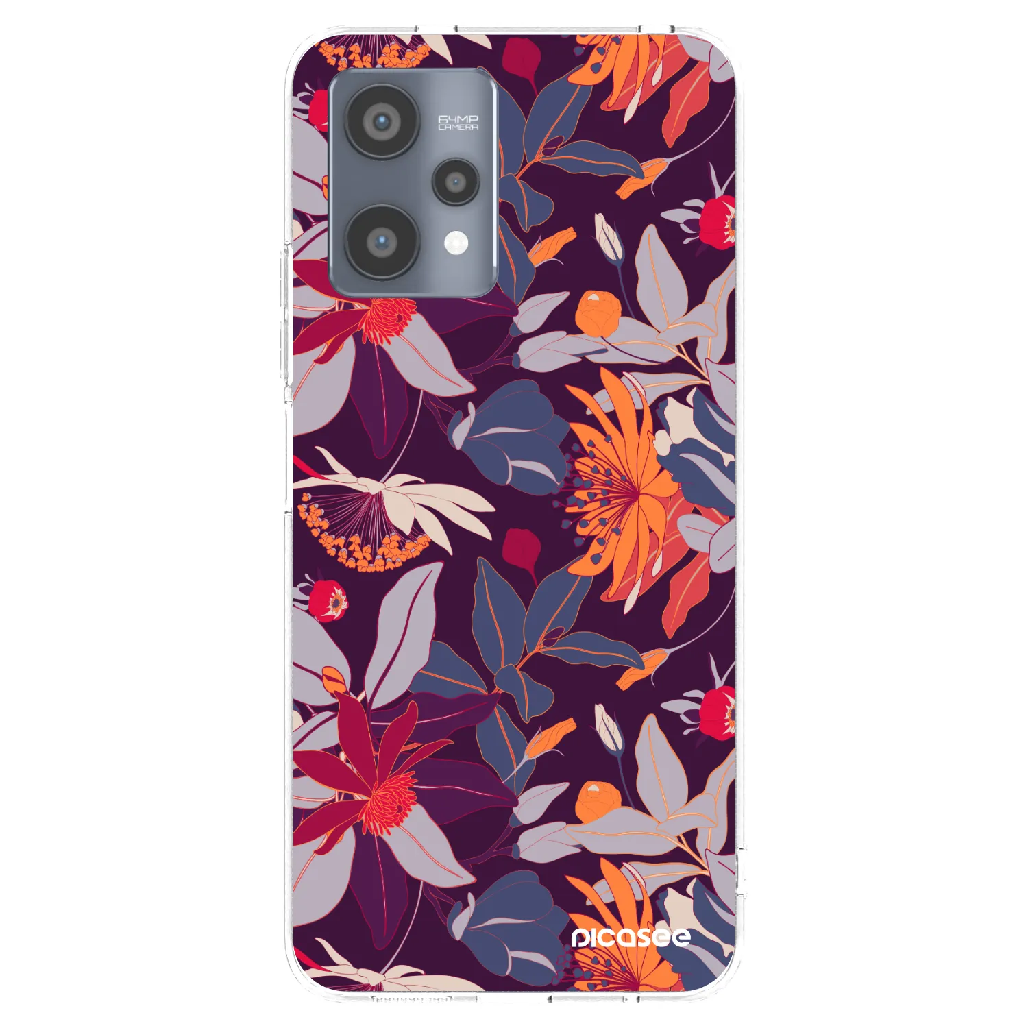 Picasee silikónový prehľadný obal pre Realme 9 Pro 5G - Purple Leaf