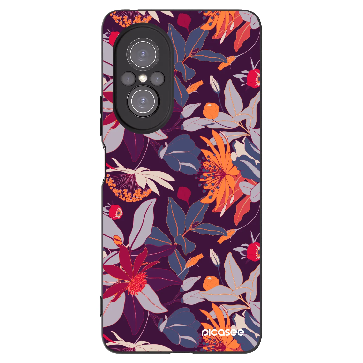 Picasee silikónový čierny obal pre Huawei Nova 9 SE - Purple Leaf