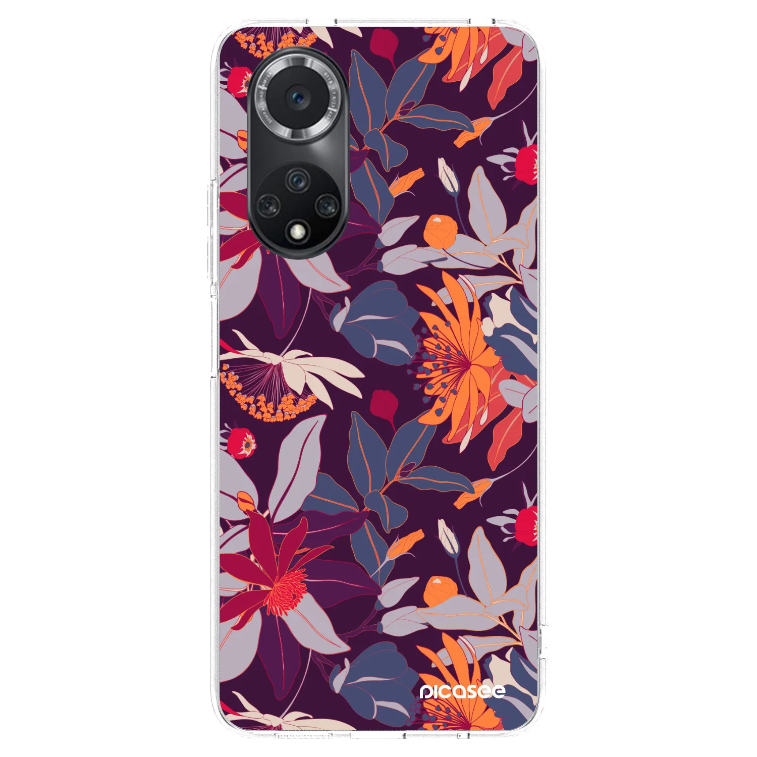 Picasee silikónový prehľadný obal pre Huawei Nova 9 SE - Purple Leaf