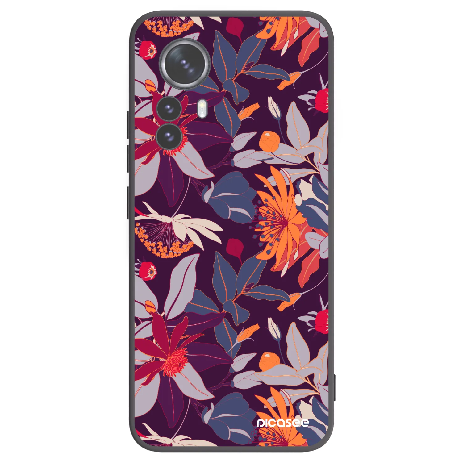 Picasee silikónový čierny obal pre Xiaomi 12 Pro - Purple Leaf
