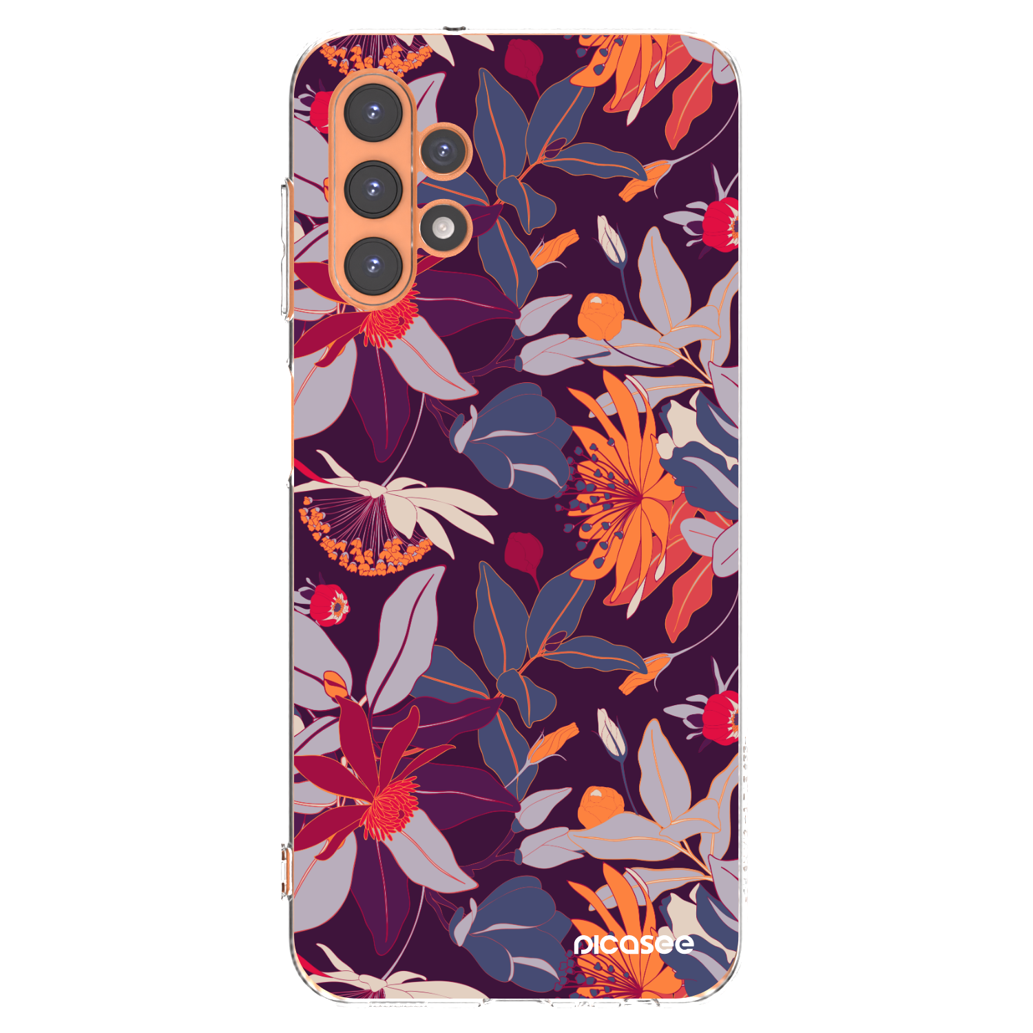 Picasee silikónový prehľadný obal pre Samsung Galaxy A13 4G A135 - Purple Leaf