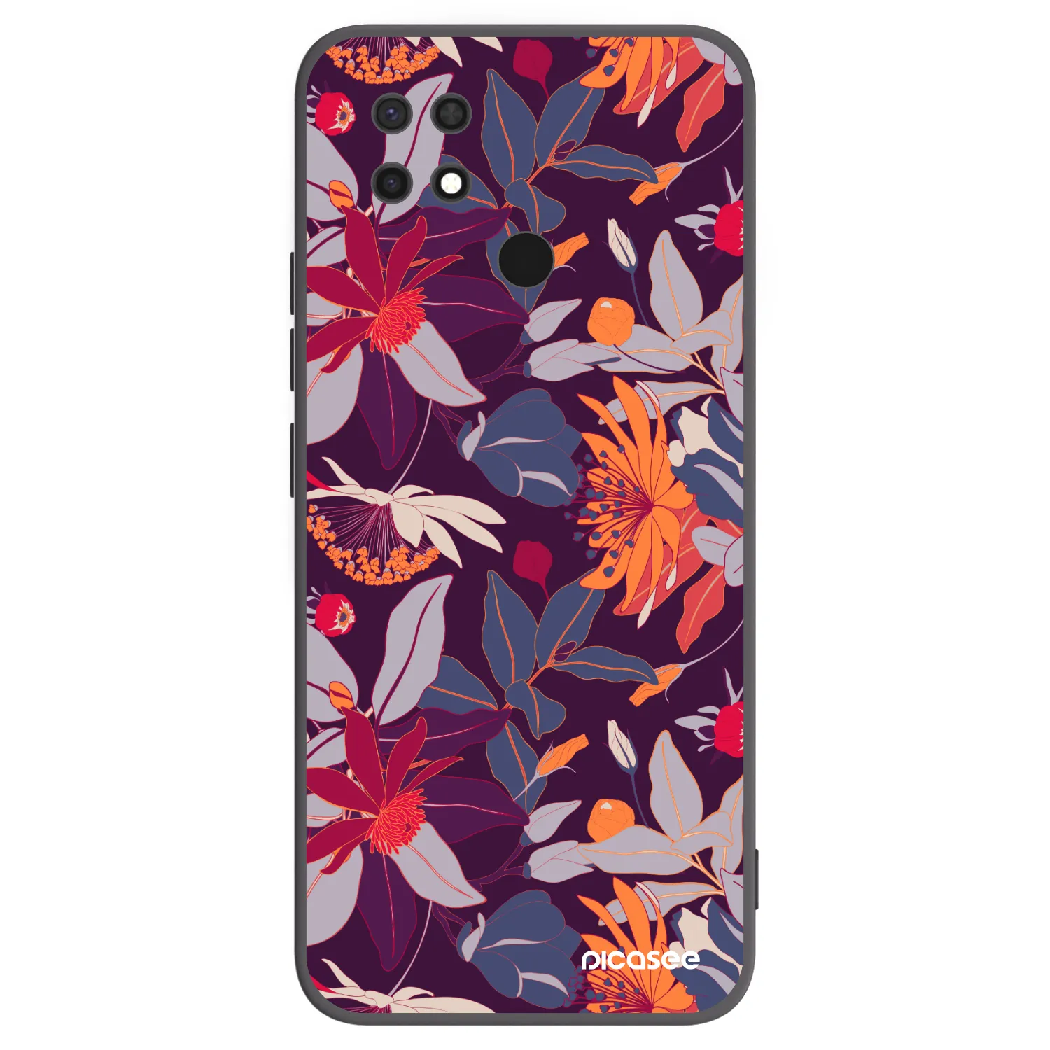 Picasee silikónový čierny obal pre Xiaomi Redmi 10C - Purple Leaf