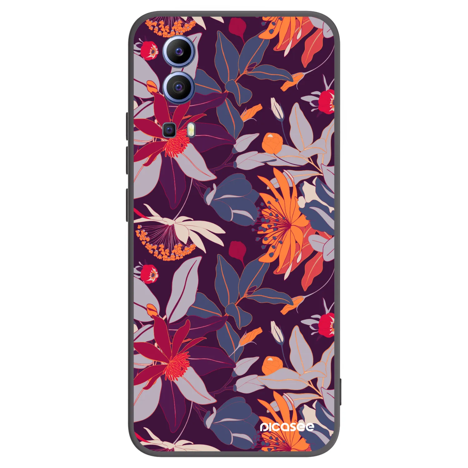 Picasee silikónový čierny obal pre Vivo Y52 5G - Purple Leaf