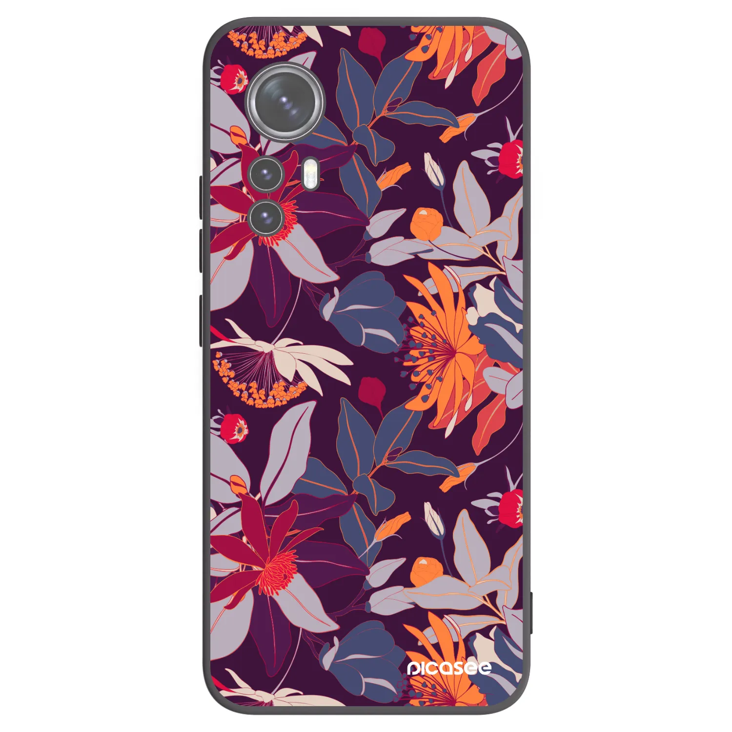 Picasee silikónový čierny obal pre Xiaomi 12X - Purple Leaf