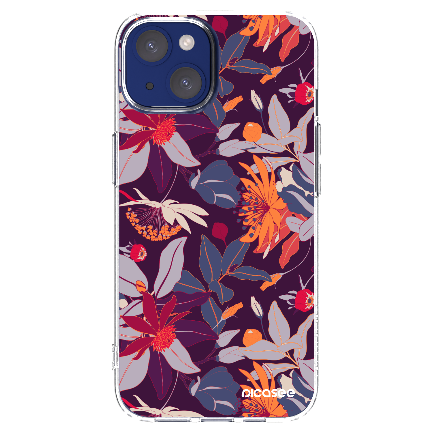 Silikónový prehľadný obal pre Apple iPhone 14 - Purple Leaf