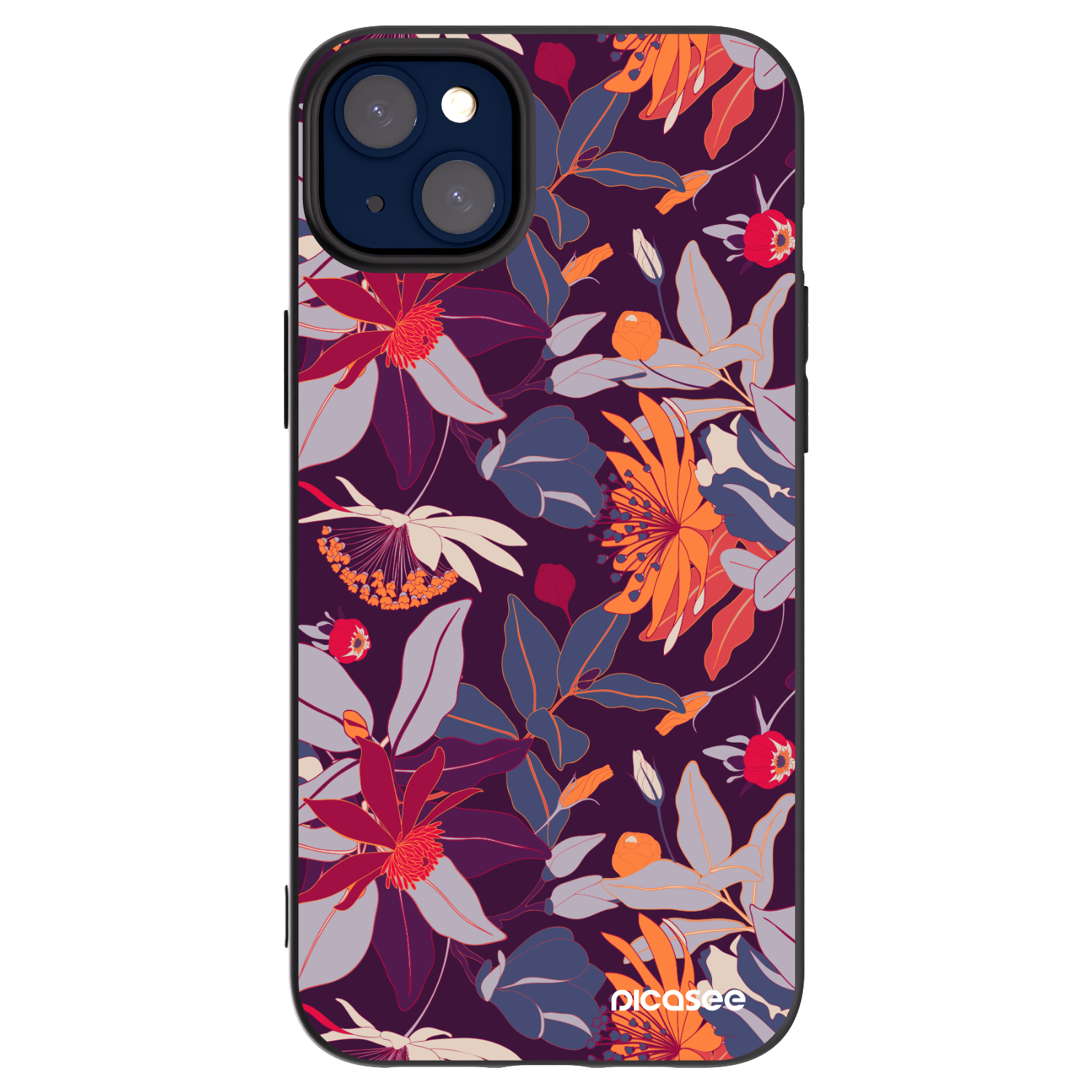 Picasee silikónový čierny obal pre Apple iPhone 14 Plus - Purple Leaf