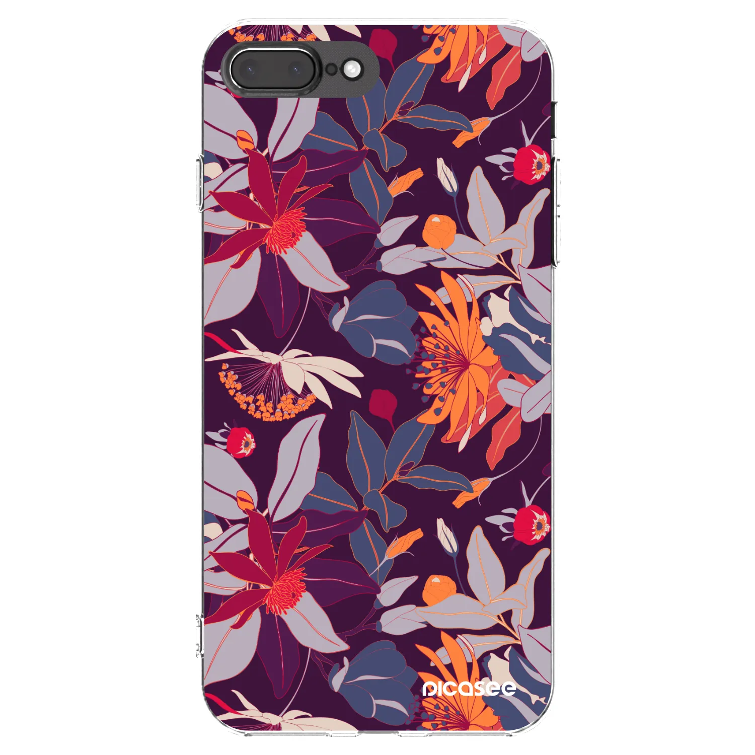 Picasee silikónový prehľadný obal pre Apple iPhone 8 Plus - Purple Leaf