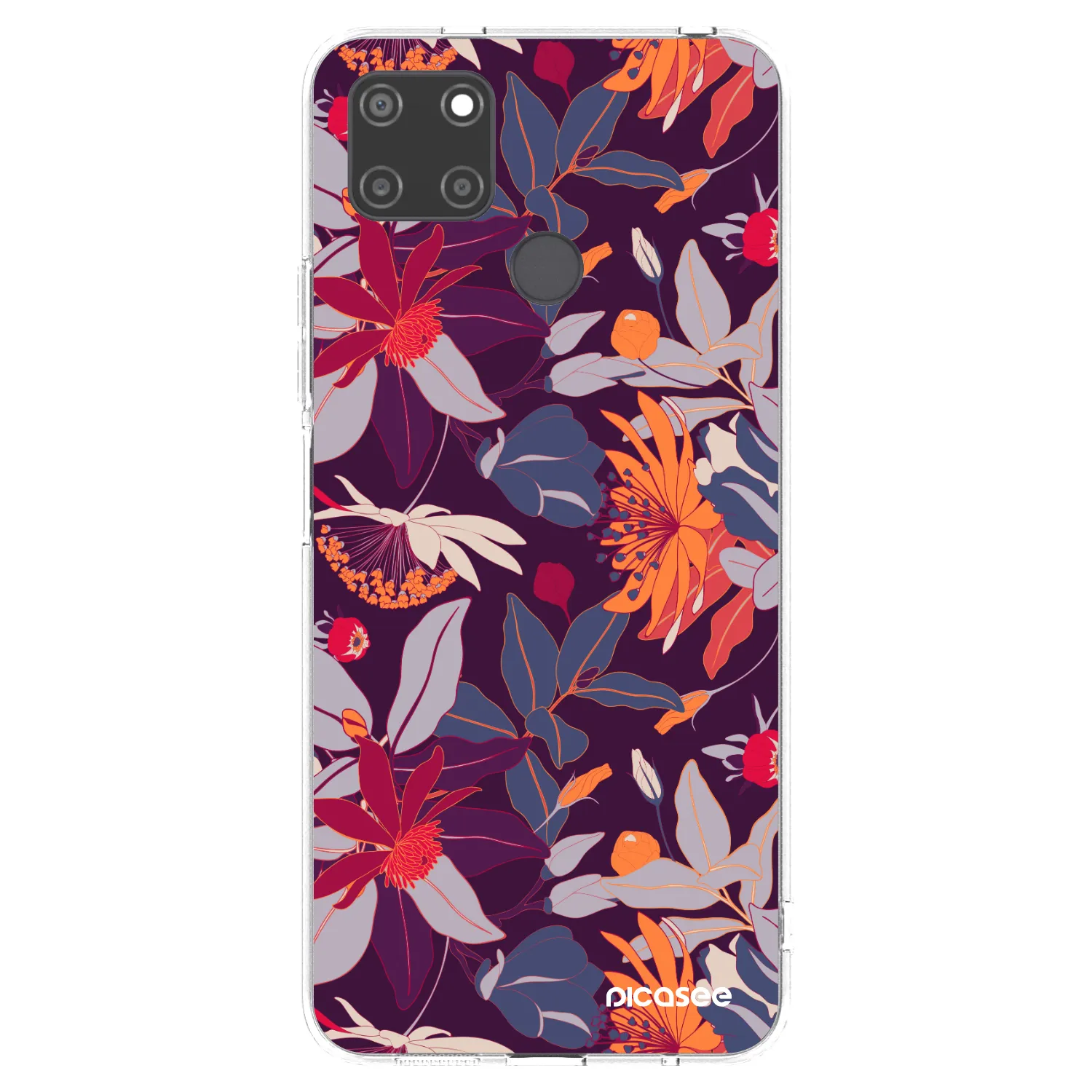 Picasee silikónový prehľadný obal pre Realme C21Y - Purple Leaf