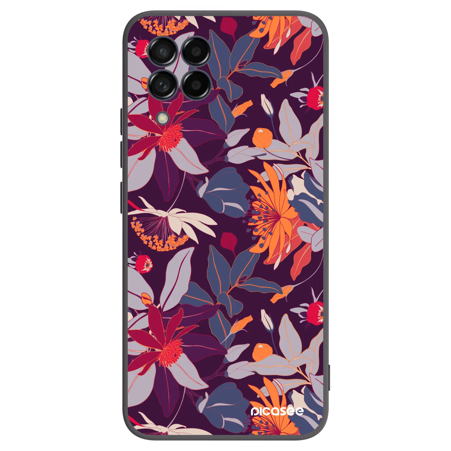 Picasee silikónový čierny obal pre Samsung Galaxy M53 5G - Purple Leaf