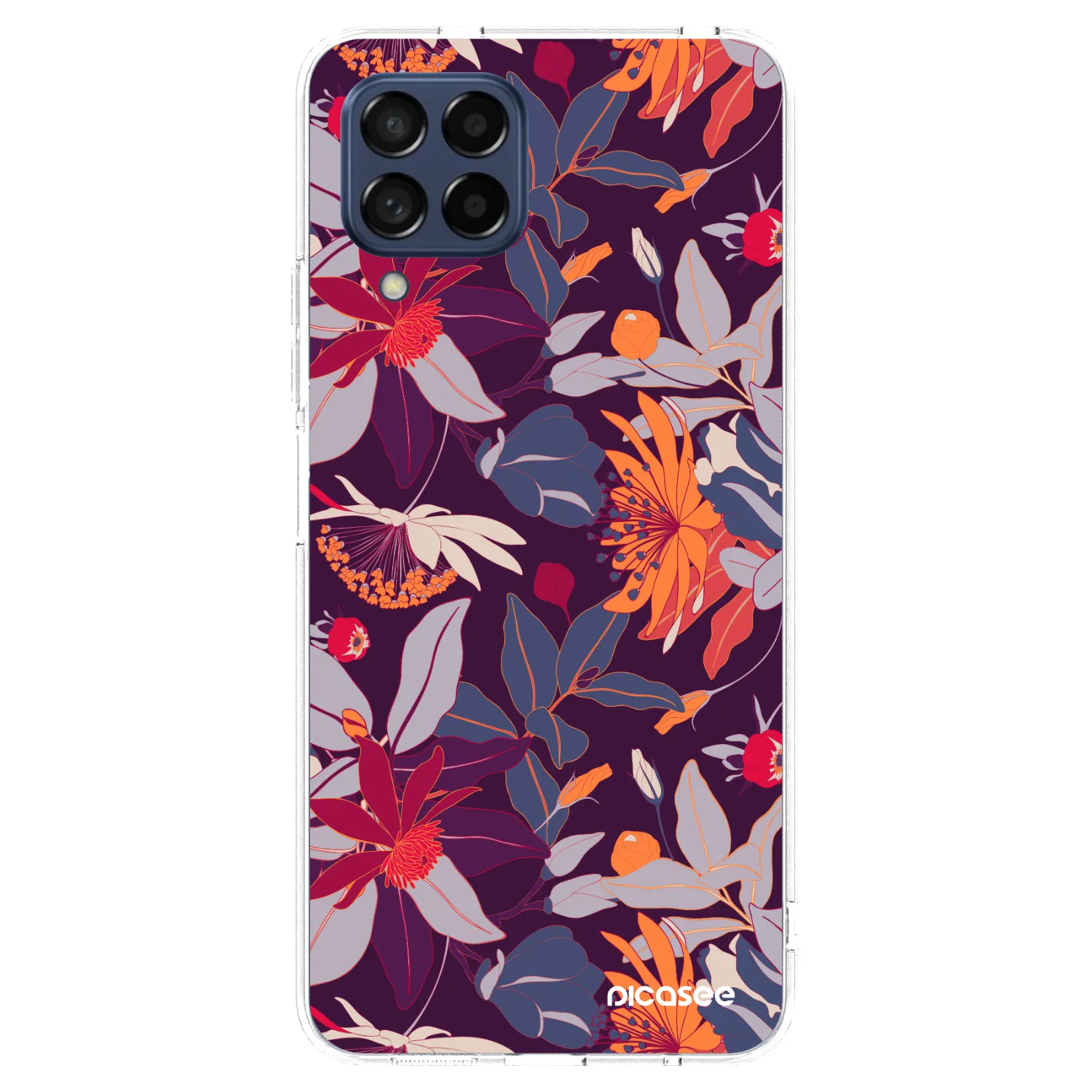 Picasee silikónový prehľadný obal pre Samsung Galaxy M53 5G - Purple Leaf
