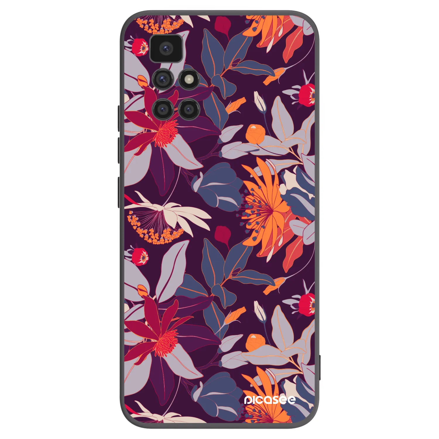 Silikónový čierny obal pre Xiaomi Redmi 10 (2022) - Purple Leaf