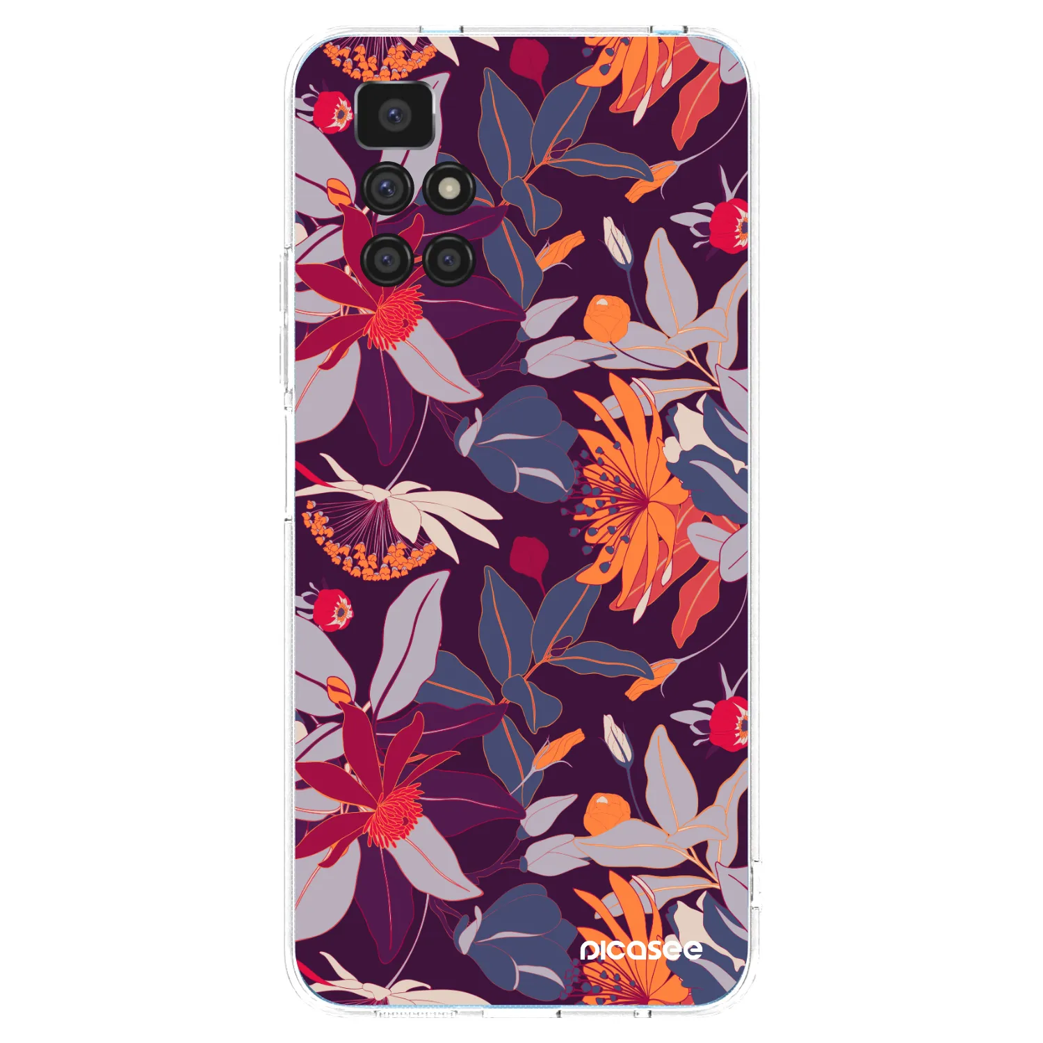 Silikónový prehľadný obal pre Xiaomi Redmi 10 (2022) - Purple Leaf