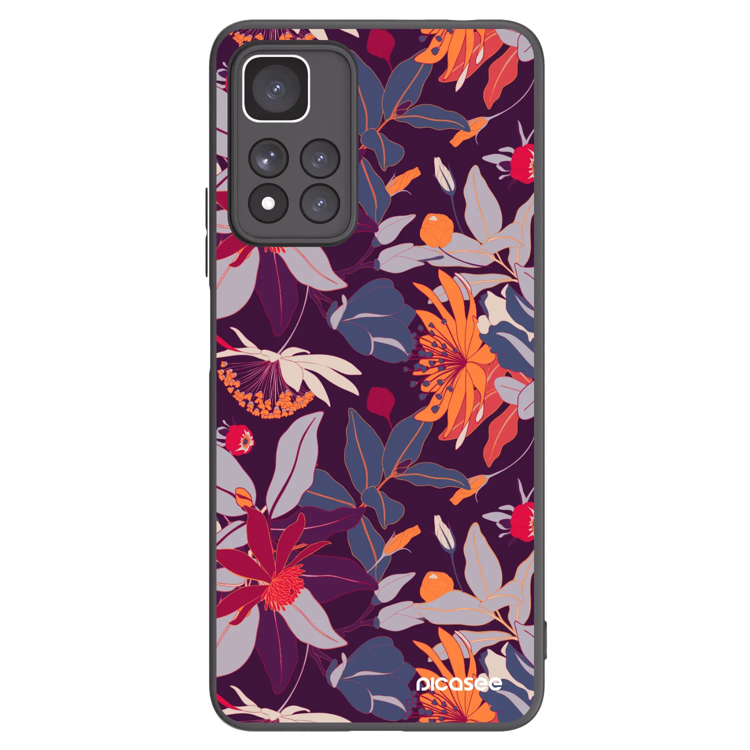 Picasee silikónový čierny obal pre Xiaomi Redmi Note 11 Pro+ 5G - Purple Leaf