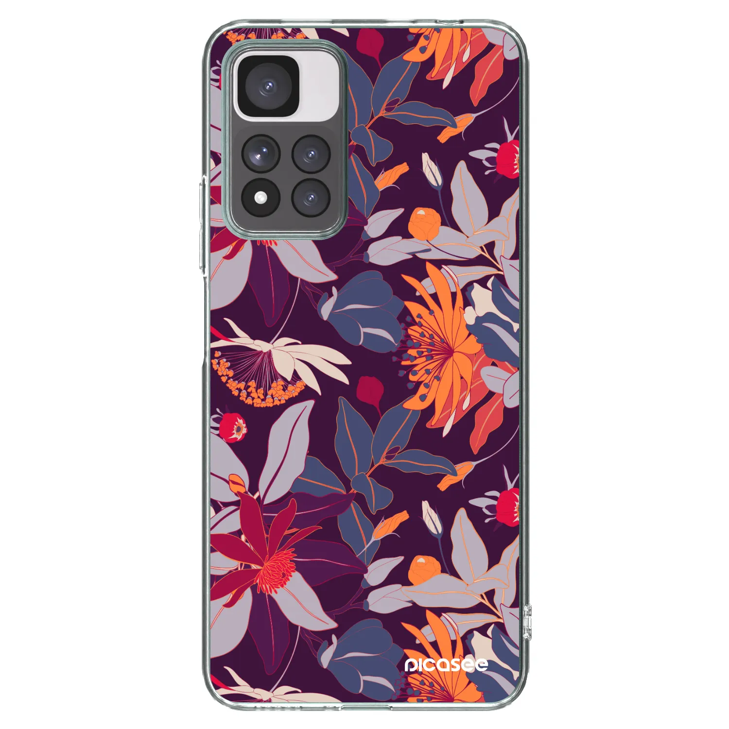 Picasee silikónový prehľadný obal pre Xiaomi Redmi Note 11 Pro+ 5G - Purple Leaf