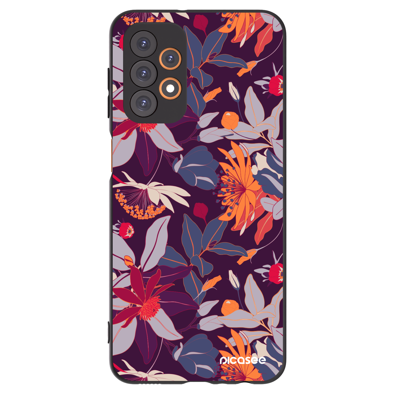 Picasee silikónový čierny obal pre Samsung Galaxy A23 A235F 4G - Purple Leaf
