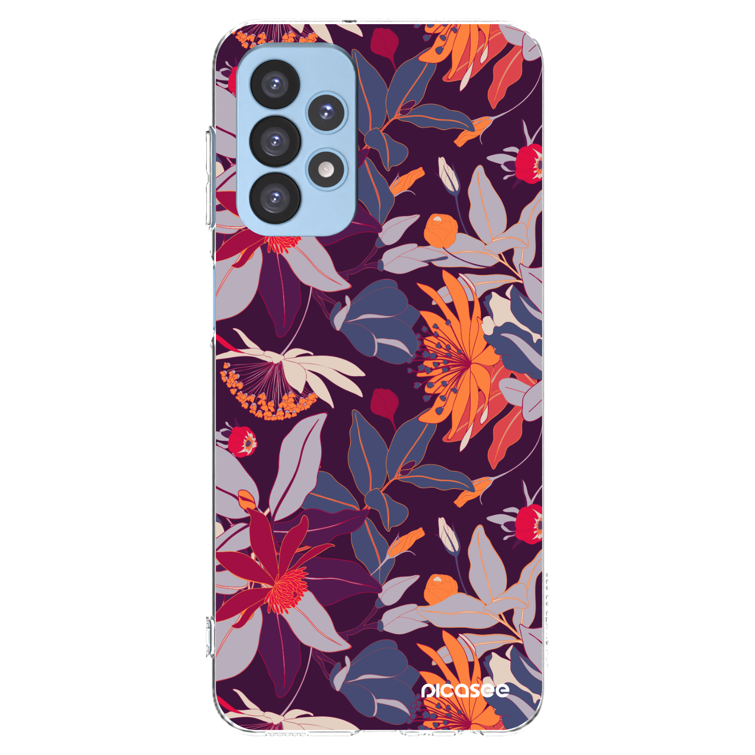 Picasee silikónový prehľadný obal pre Samsung Galaxy A23 A235F 4G - Purple Leaf