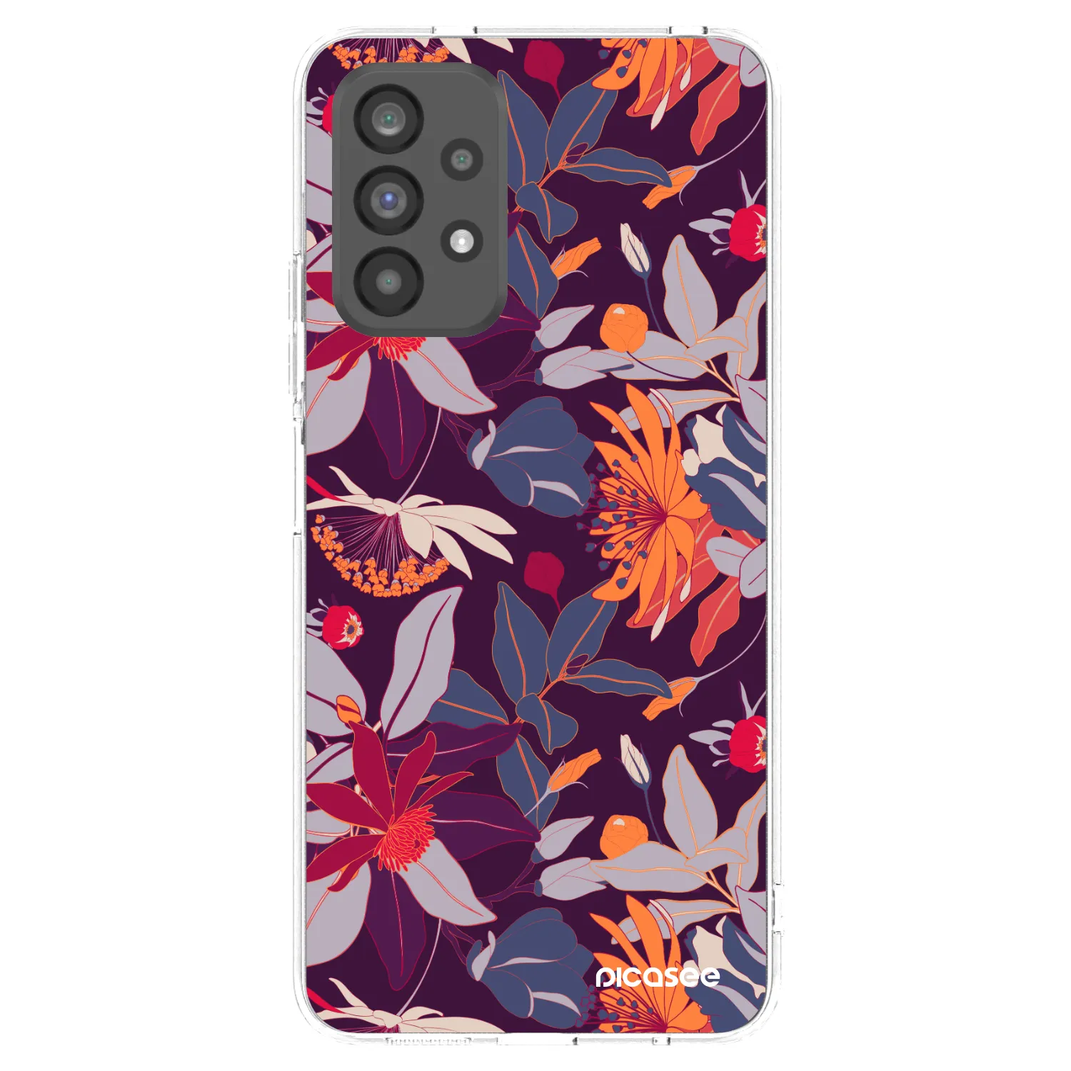 Picasee silikónový prehľadný obal pre Samsung Galaxy A73 5G - Purple Leaf
