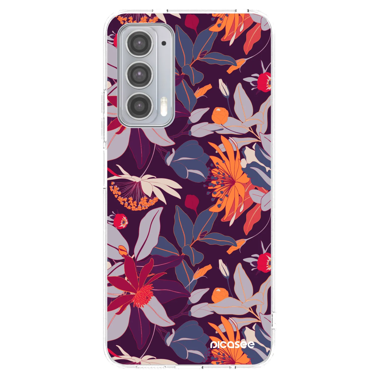 Picasee silikónový prehľadný obal pre Motorola Edge 20 - Purple Leaf