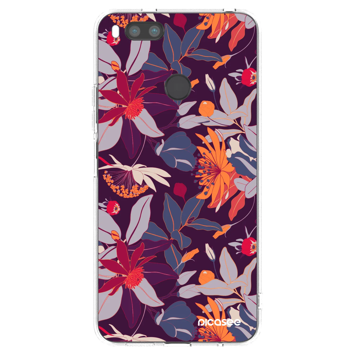 Picasee silikónový prehľadný obal pre Xiaomi Redmi A1 - Purple Leaf
