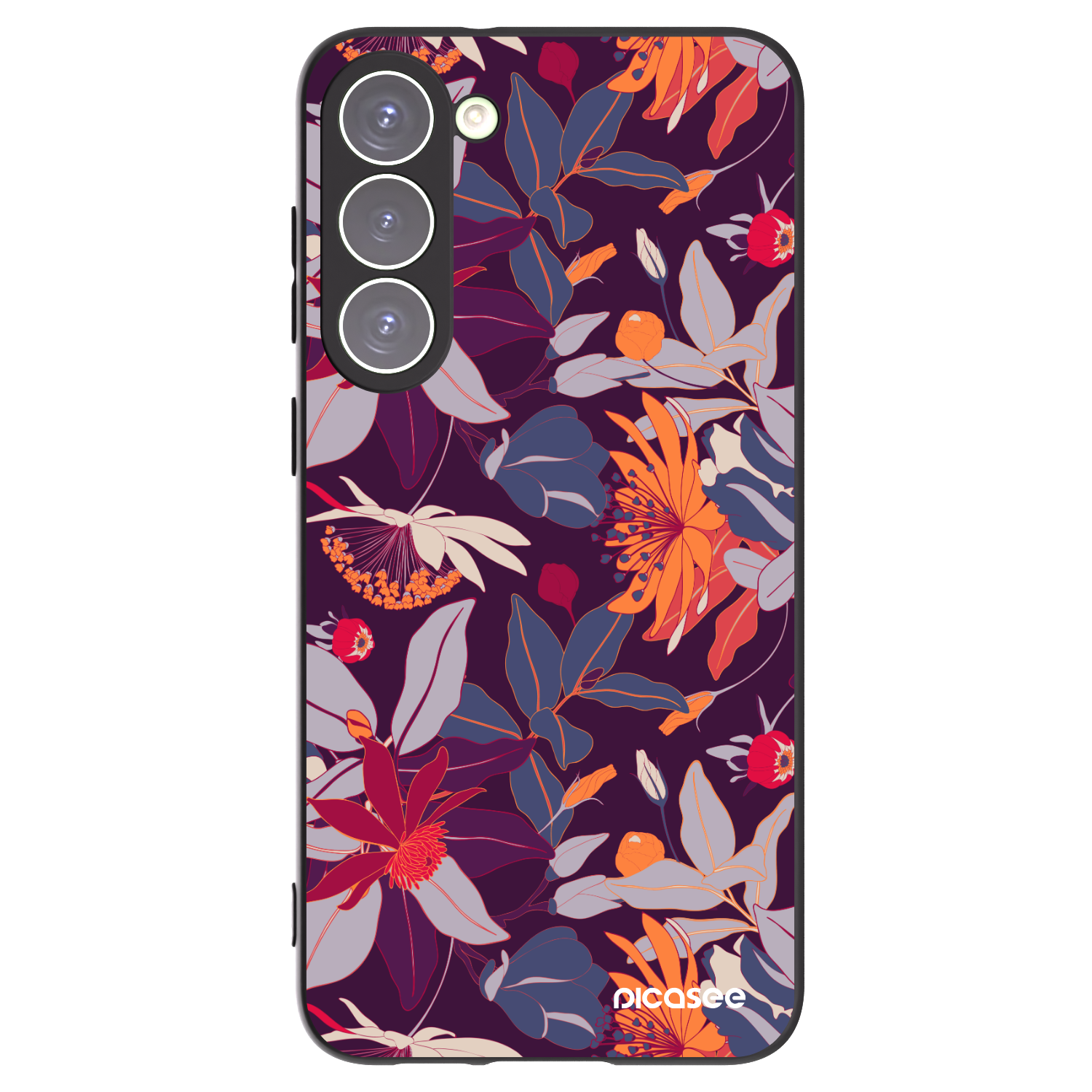 Picasee silikónový čierny obal pre Samsung Galaxy S23+ 5G - Purple Leaf