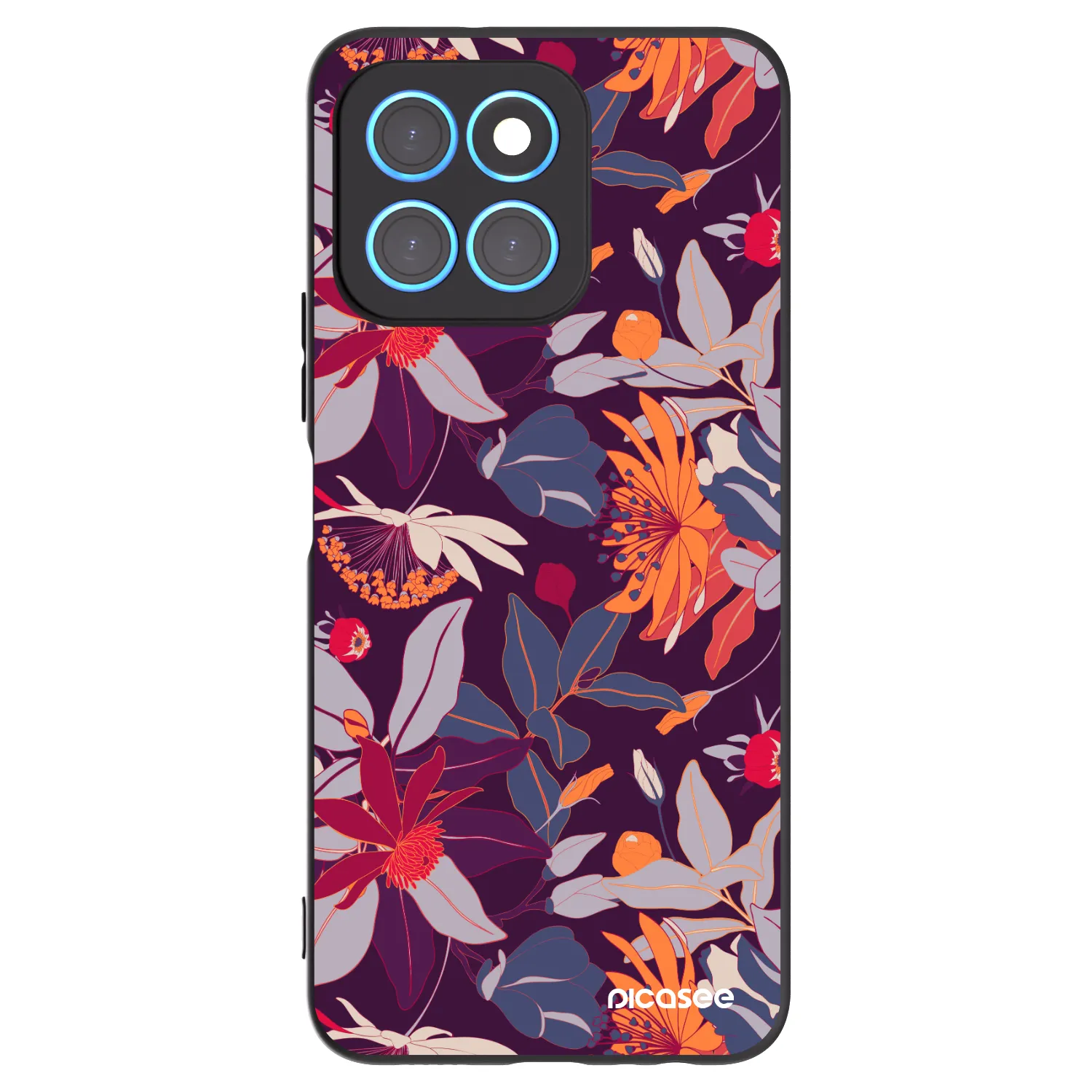 Picasee silikónový čierny obal pre Honor X8 5G - Purple Leaf