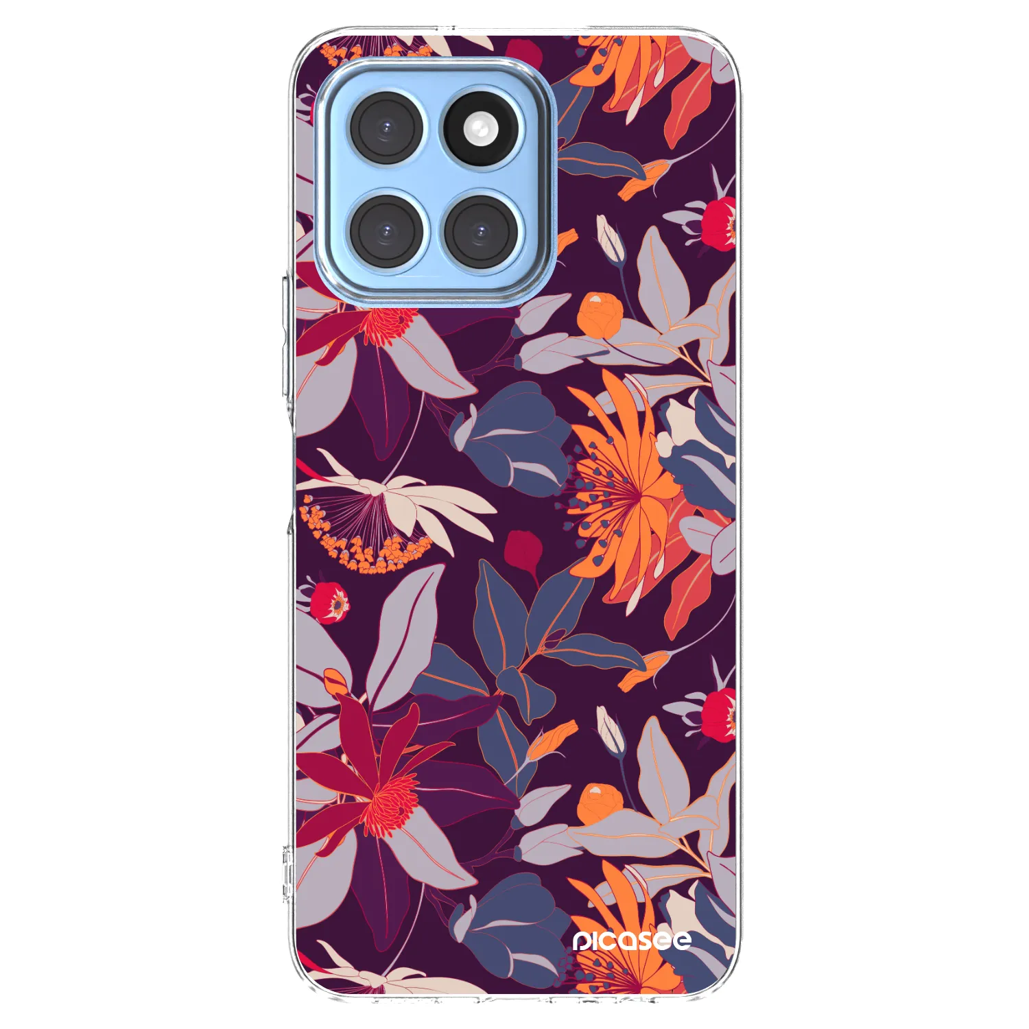 Picasee silikónový prehľadný obal pre Honor X8 5G - Purple Leaf