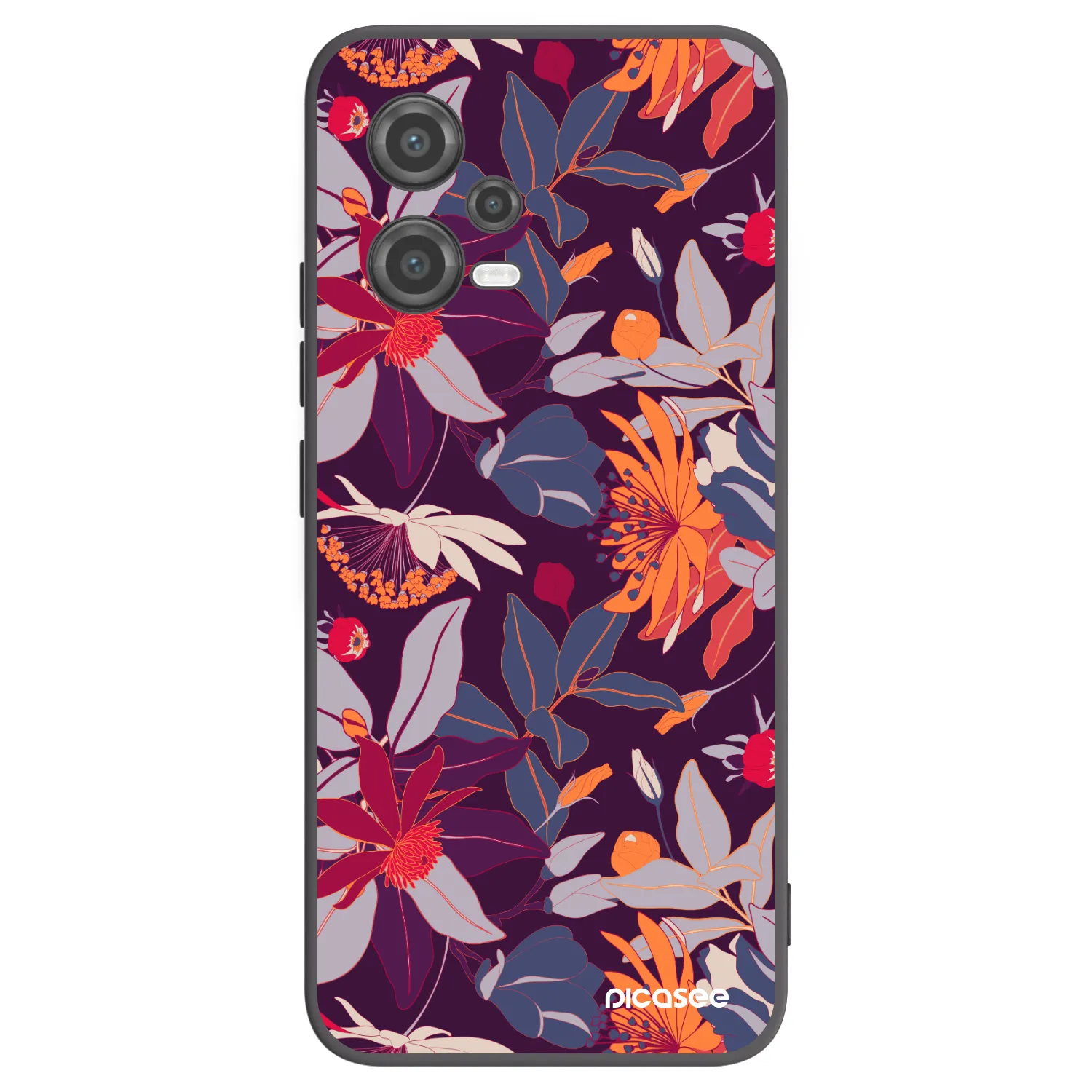 Picasee silikónový čierny obal pre Xiaomi Poco X5 - Purple Leaf