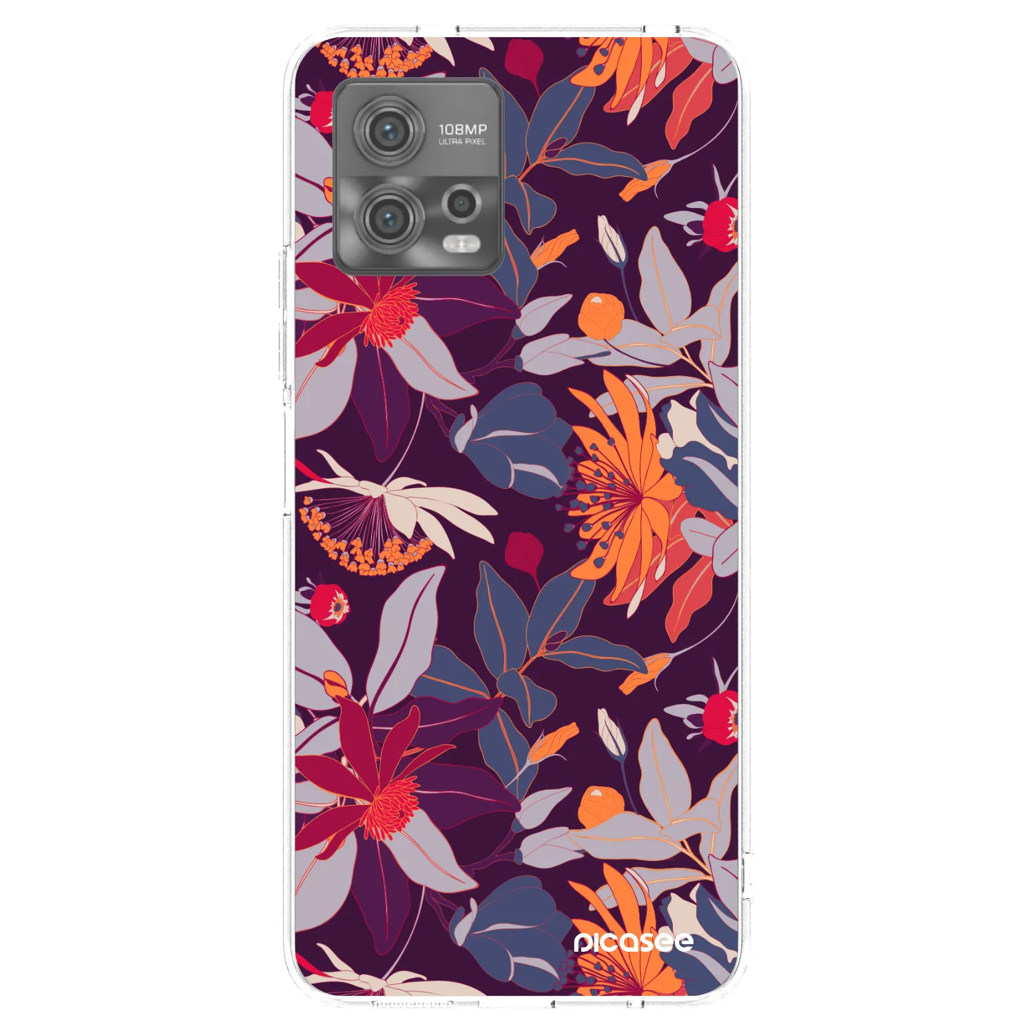 Picasee silikónový prehľadný obal pre Motorola Moto G72 - Purple Leaf