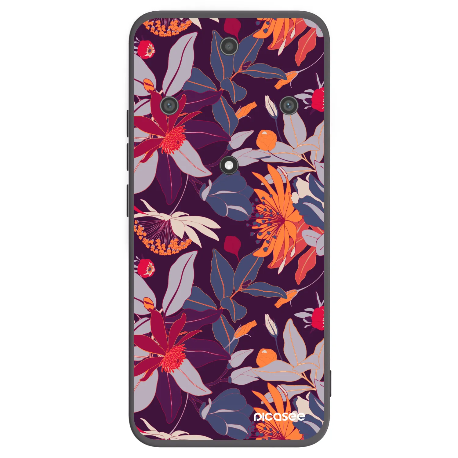 Picasee silikónový čierny obal pre Honor Magic5 Lite 5G - Purple Leaf