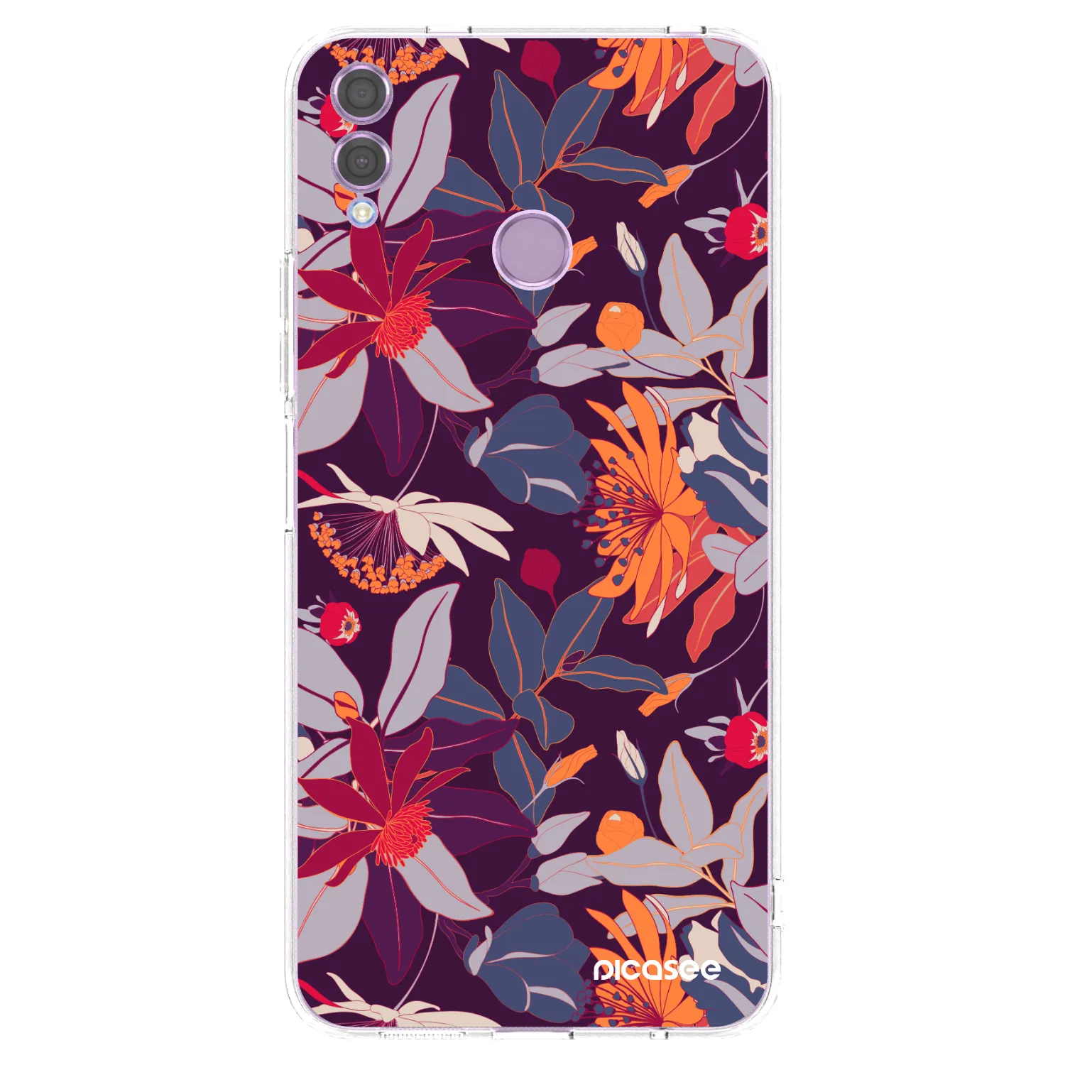 Silikónový prehľadný obal pre Honor 8X - Purple Leaf