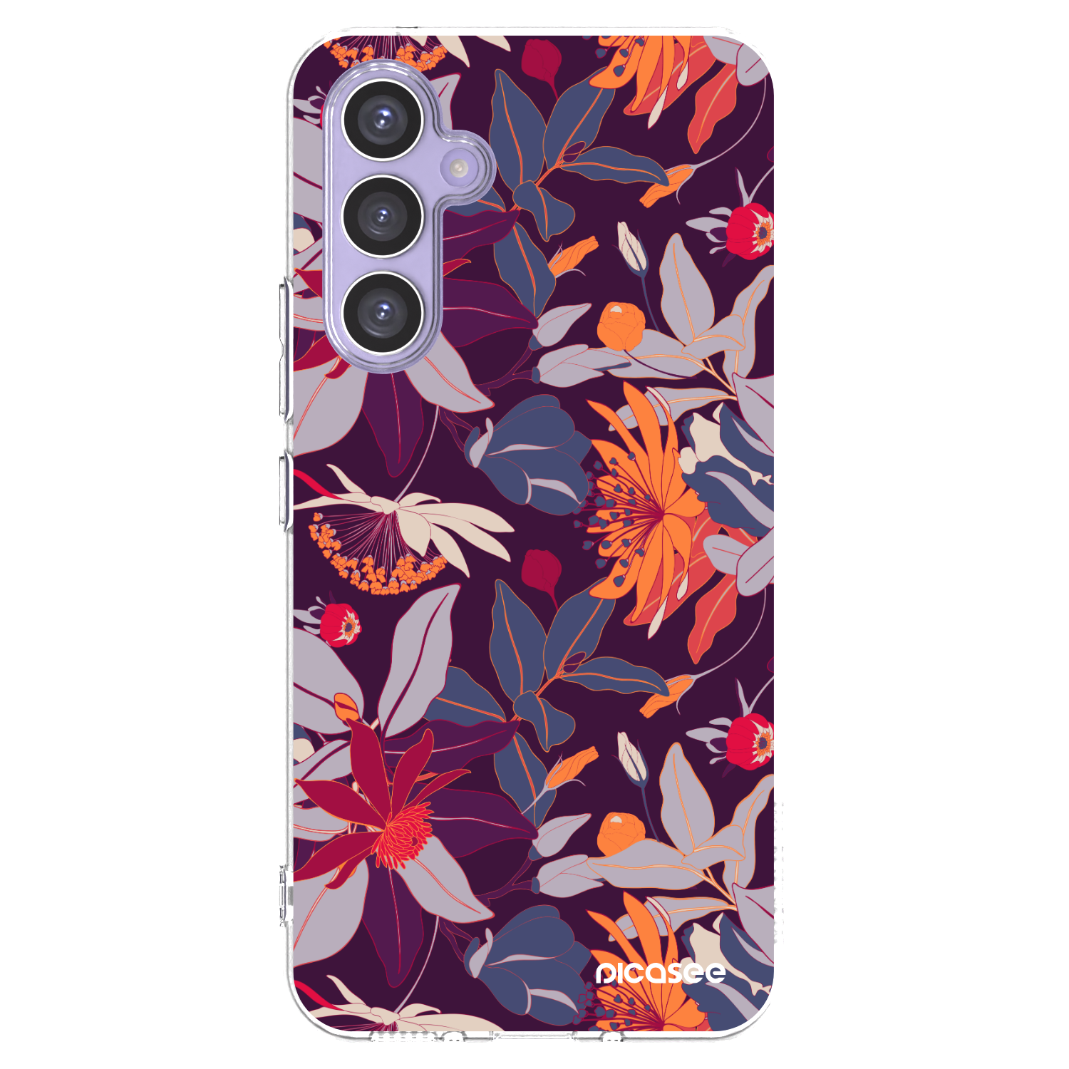 Picasee silikónový prehľadný obal pre Samsung Galaxy A54 5G A546B - Purple Leaf