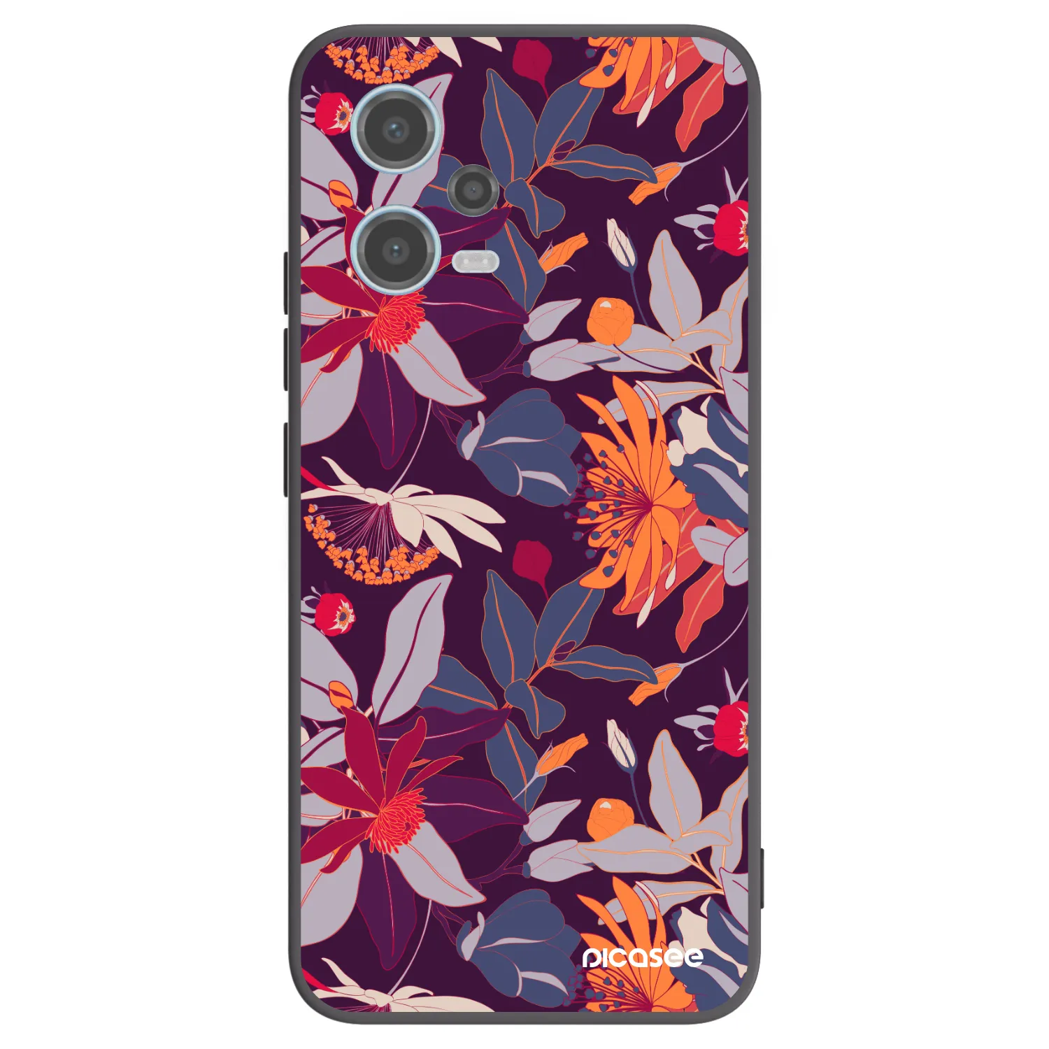 Picasee silikónový čierny obal pre Xiaomi Redmi Note 12 5G - Purple Leaf