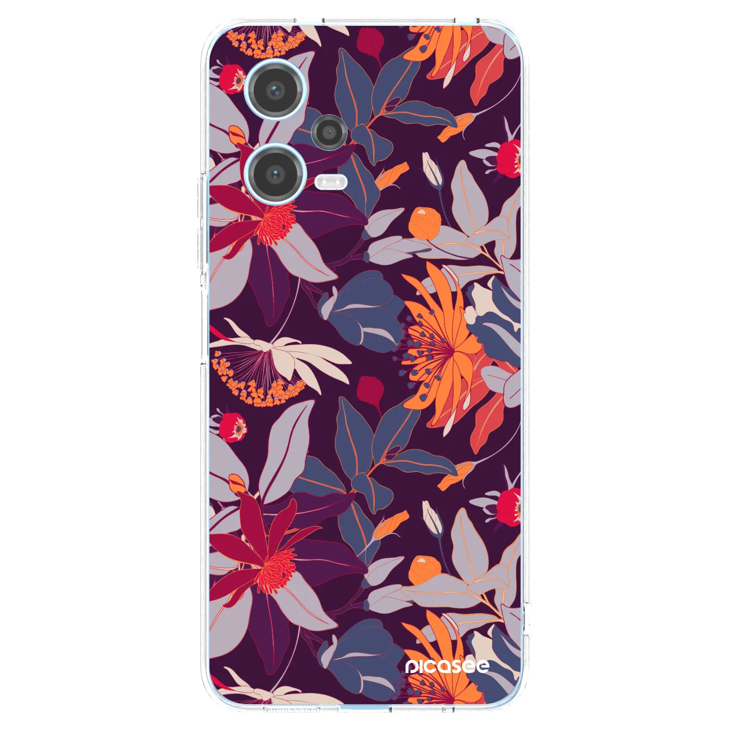 Picasee silikónový prehľadný obal pre Xiaomi Redmi Note 12 5G - Purple Leaf