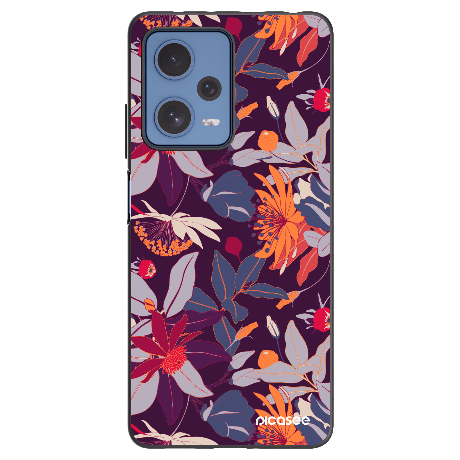 Picasee silikónový čierny obal pre Xiaomi Redmi Note 12 Pro 5G - Purple Leaf