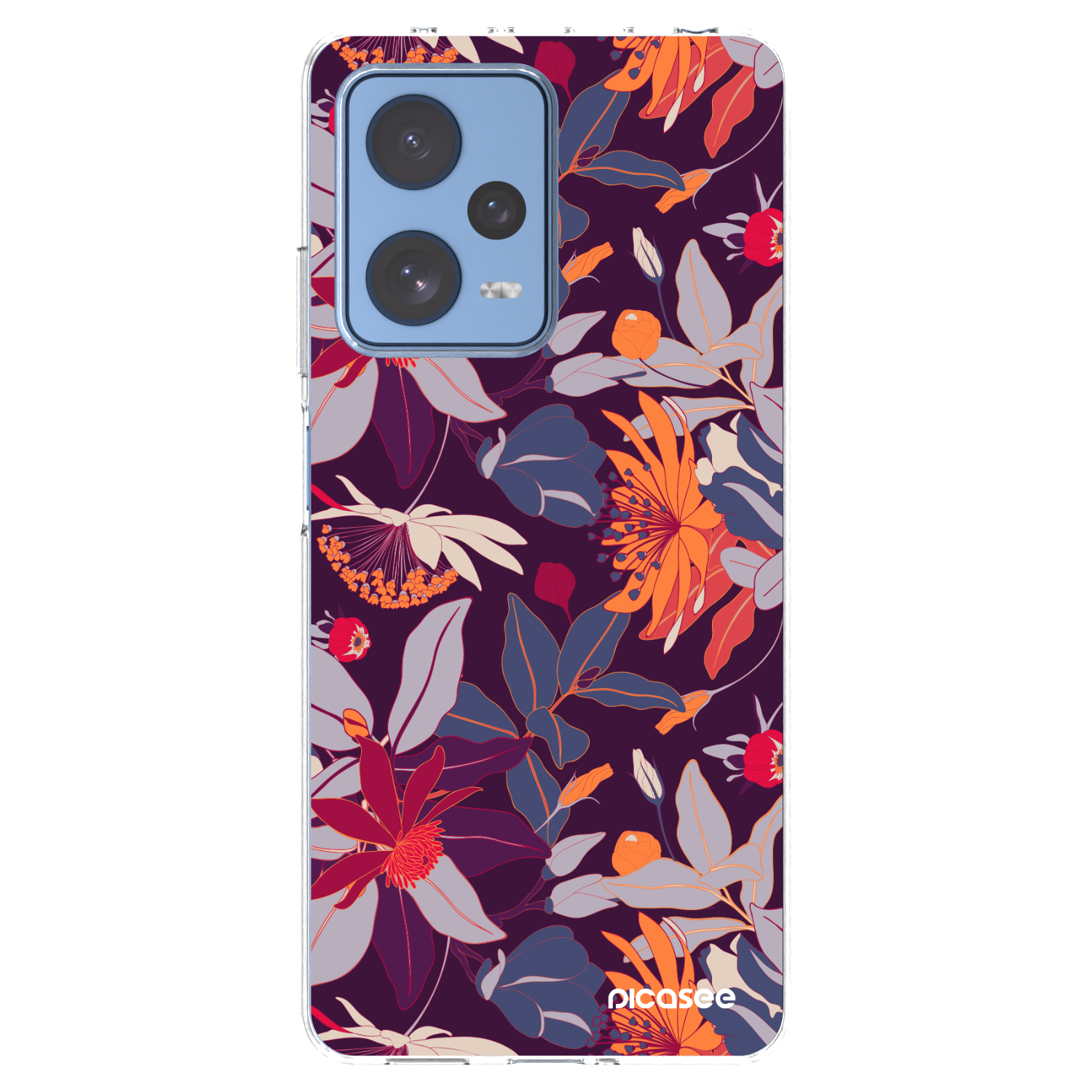 Picasee silikónový prehľadný obal pre Xiaomi Redmi Note 12 Pro 5G - Purple Leaf