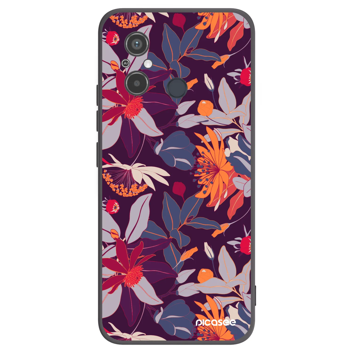 Picasee silikónový čierny obal pre Xiaomi Redmi 12C - Purple Leaf