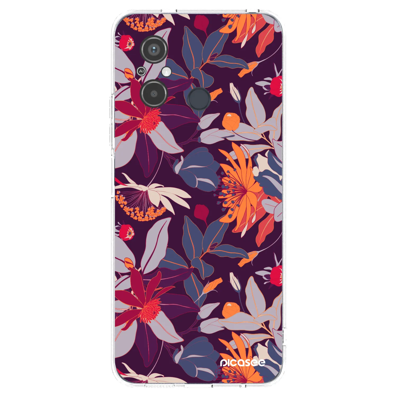 Picasee silikónový prehľadný obal pre Xiaomi Redmi 12C - Purple Leaf