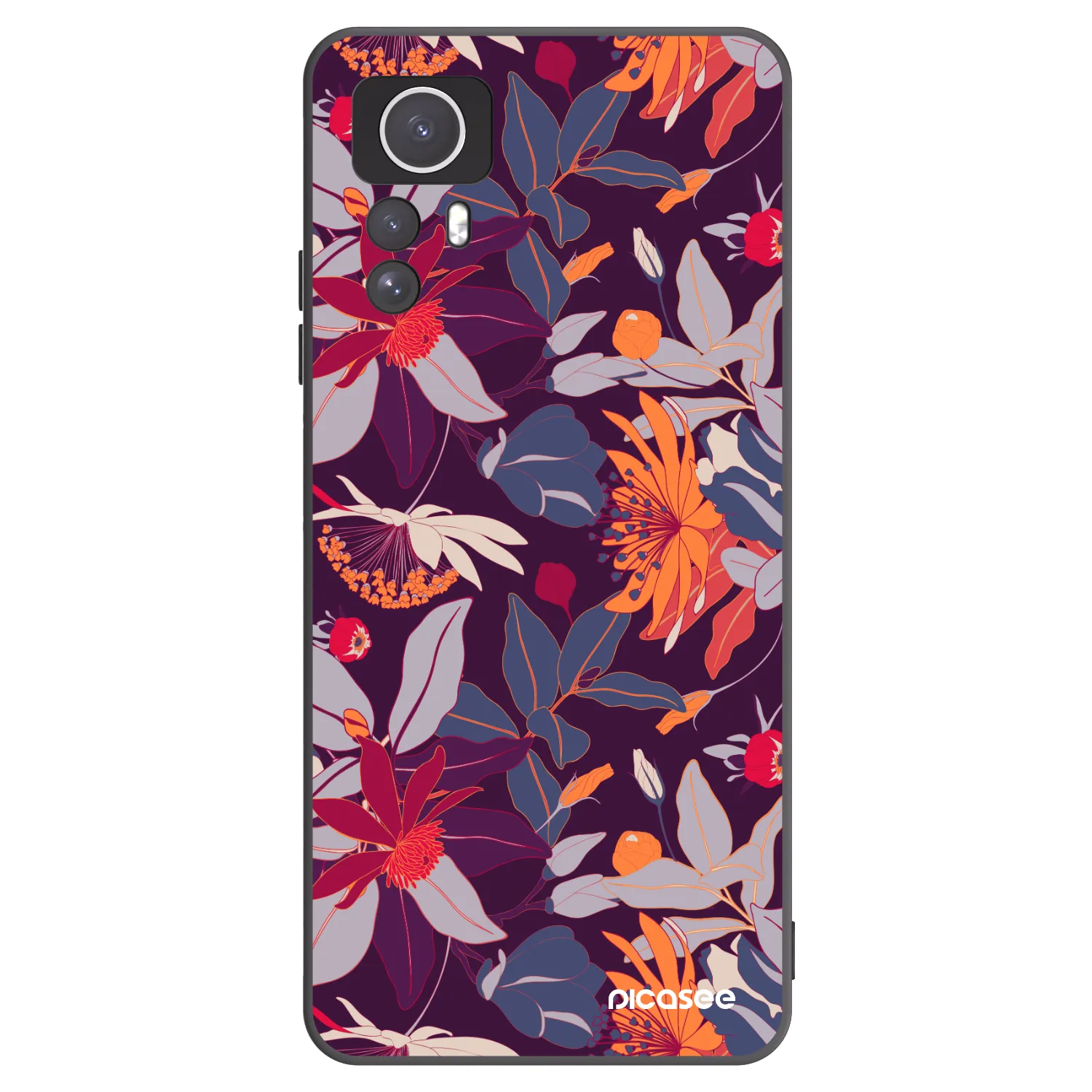 Picasee silikónový čierny obal pre Xiaomi Redmi Note 12S - Purple Leaf