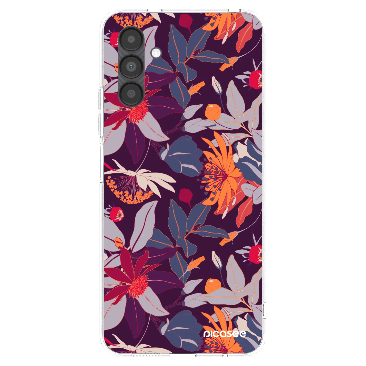 Picasee silikónový prehľadný obal pre Samsung Galaxy A04s A047F - Purple Leaf
