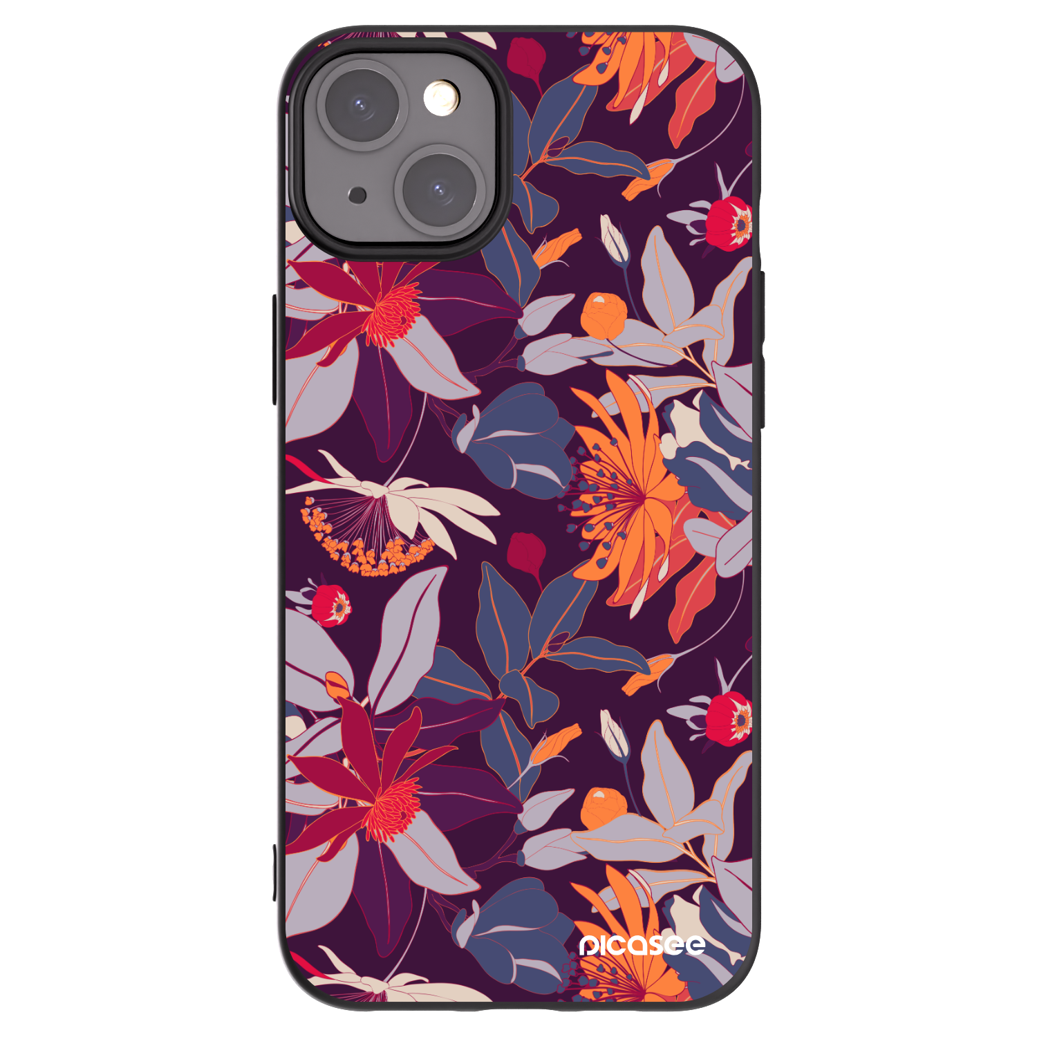 Picasee silikónový čierny obal pre Apple iPhone 15 Plus - Purple Leaf
