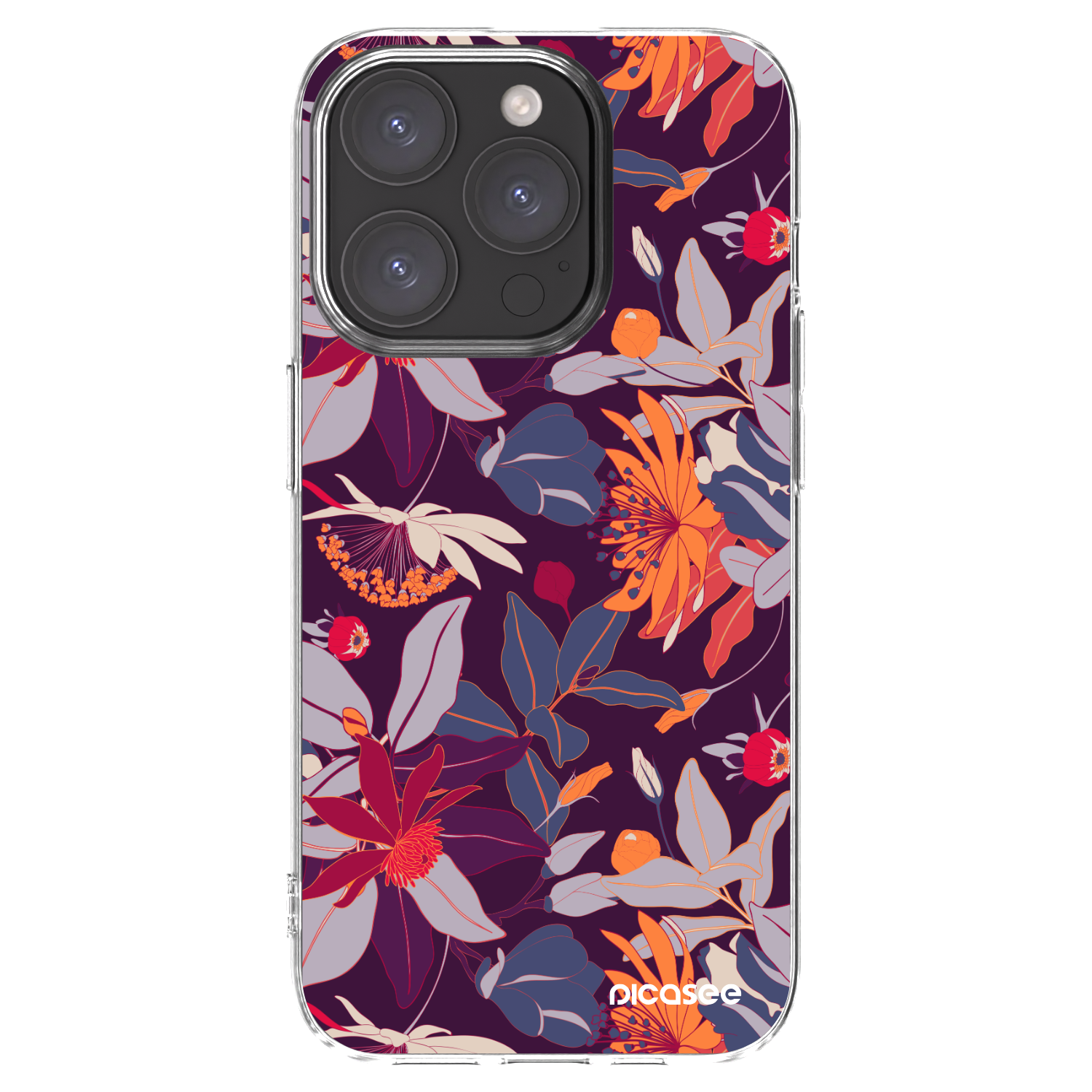 Silikónový prehľadný obal pre Apple iPhone 15 Pro - Purple Leaf