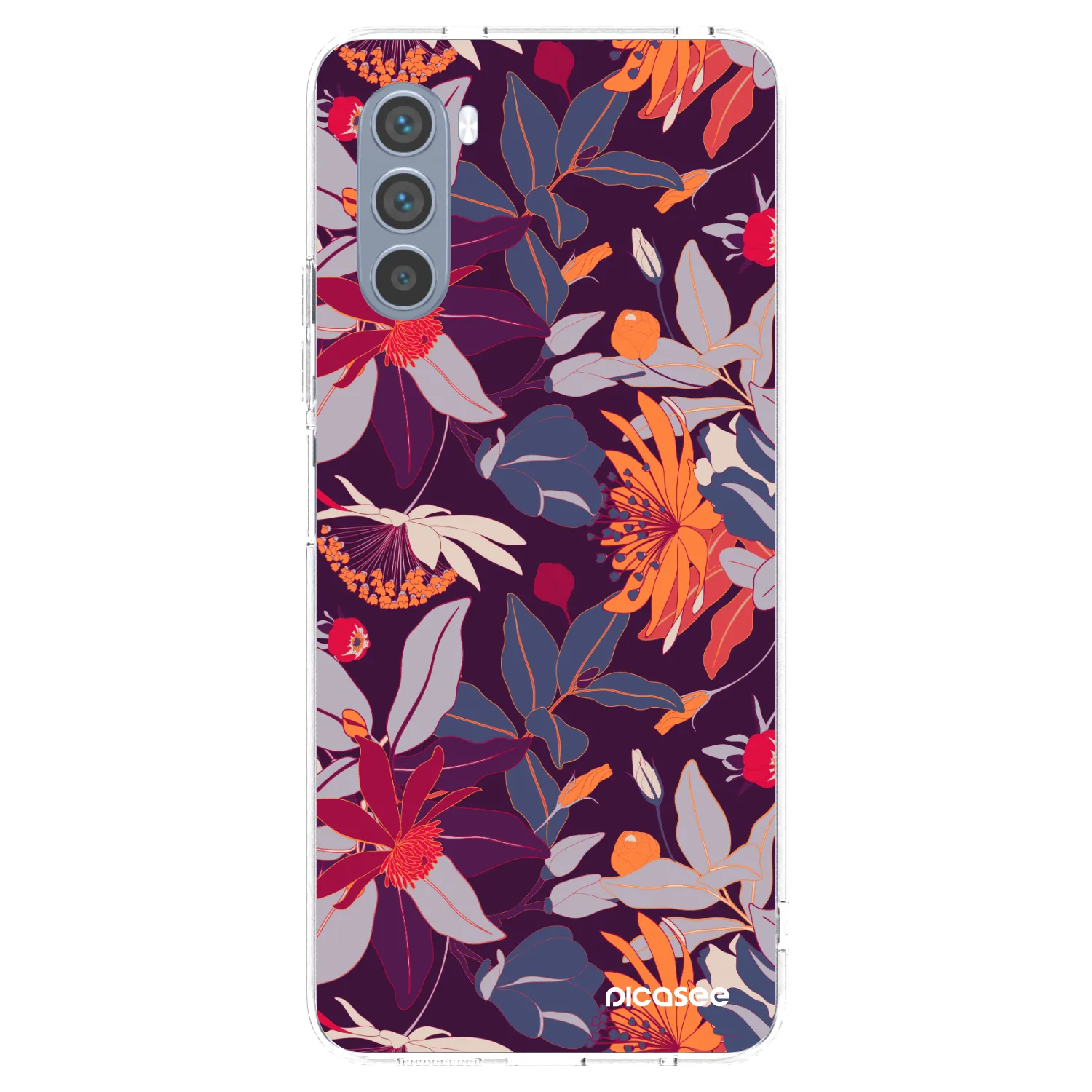 Silikónový prehľadný obal pre Motorola Moto G62 - Purple Leaf